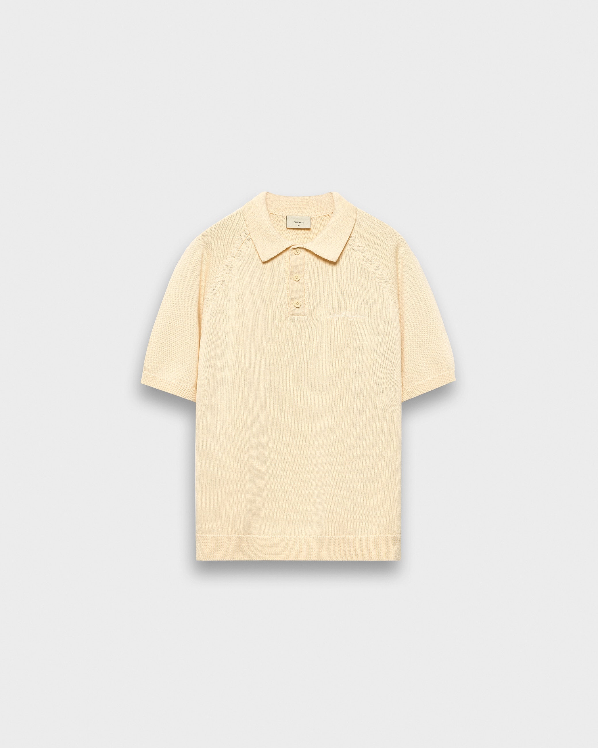 eightyfive-tops-raglan-knit-poloshirt-pale-yellow-baumwolle image 1