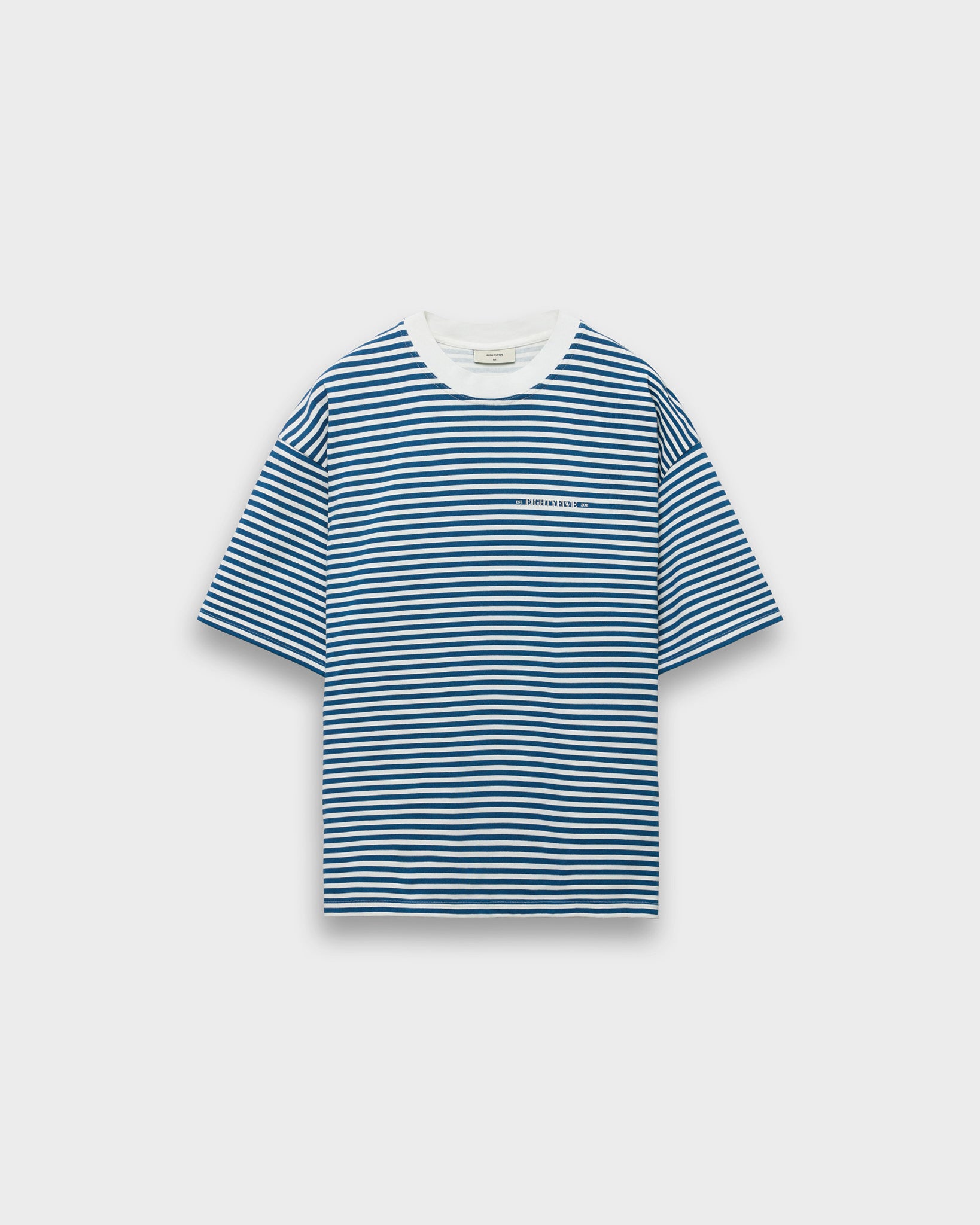 eightyfive-striped-contrast-t-shirt-blue-oversized-320gsm image 1