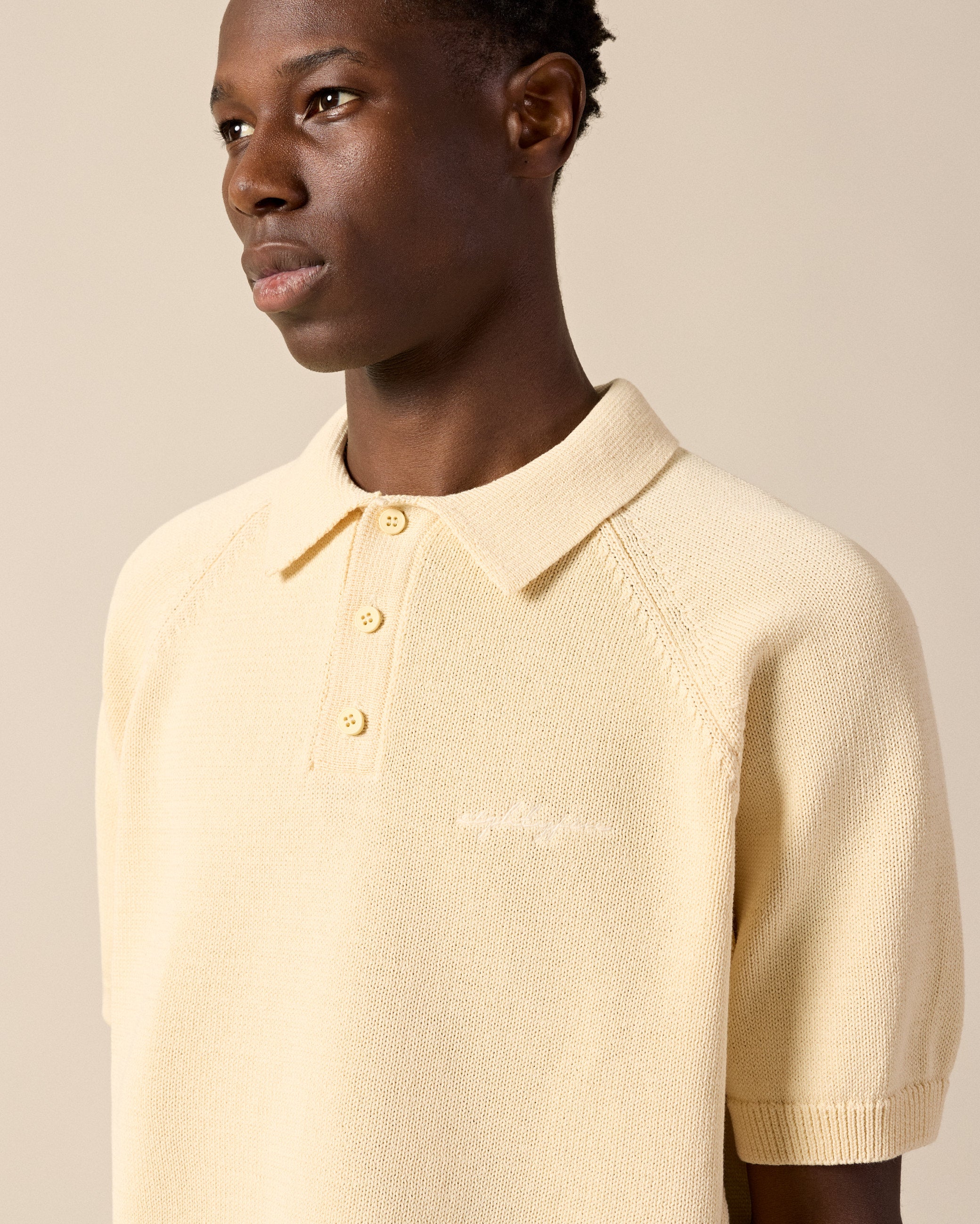 eightyfive-tops-raglan-knit-poloshirt-pale-yellow-baumwolle image 6