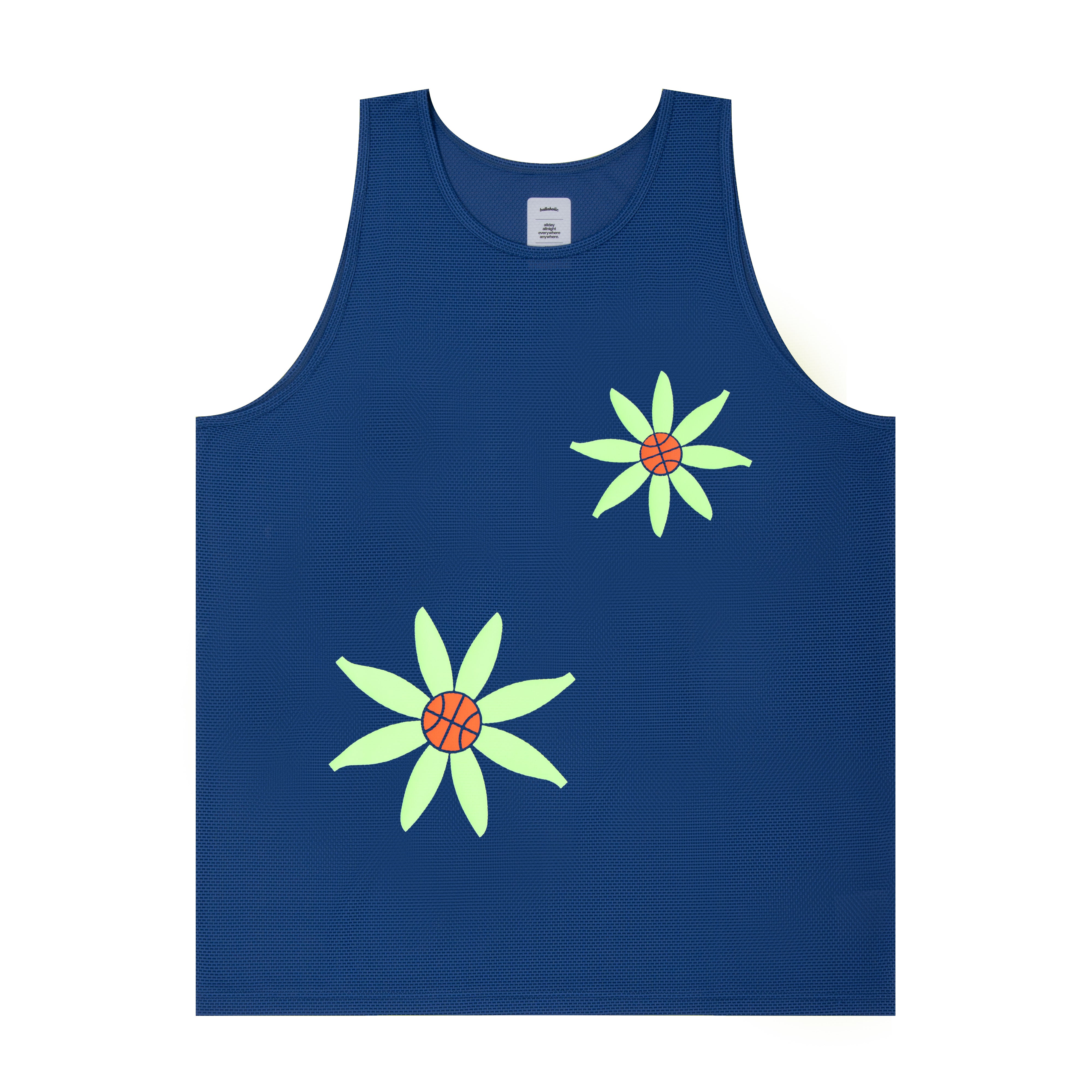 ballaholic-tanks-knit-mesh-ball-panel-flower-tank-top-blue image 1