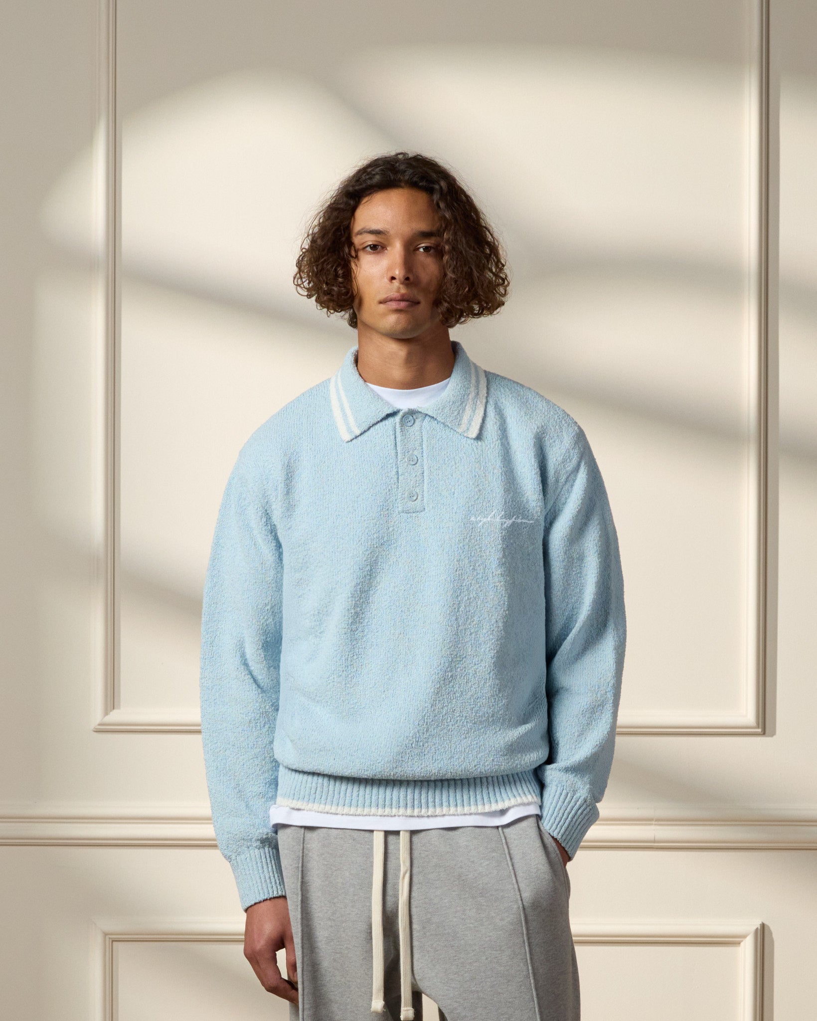eightyfive-boucle-polo-longsleeve-polo-babyblue-regular image 3