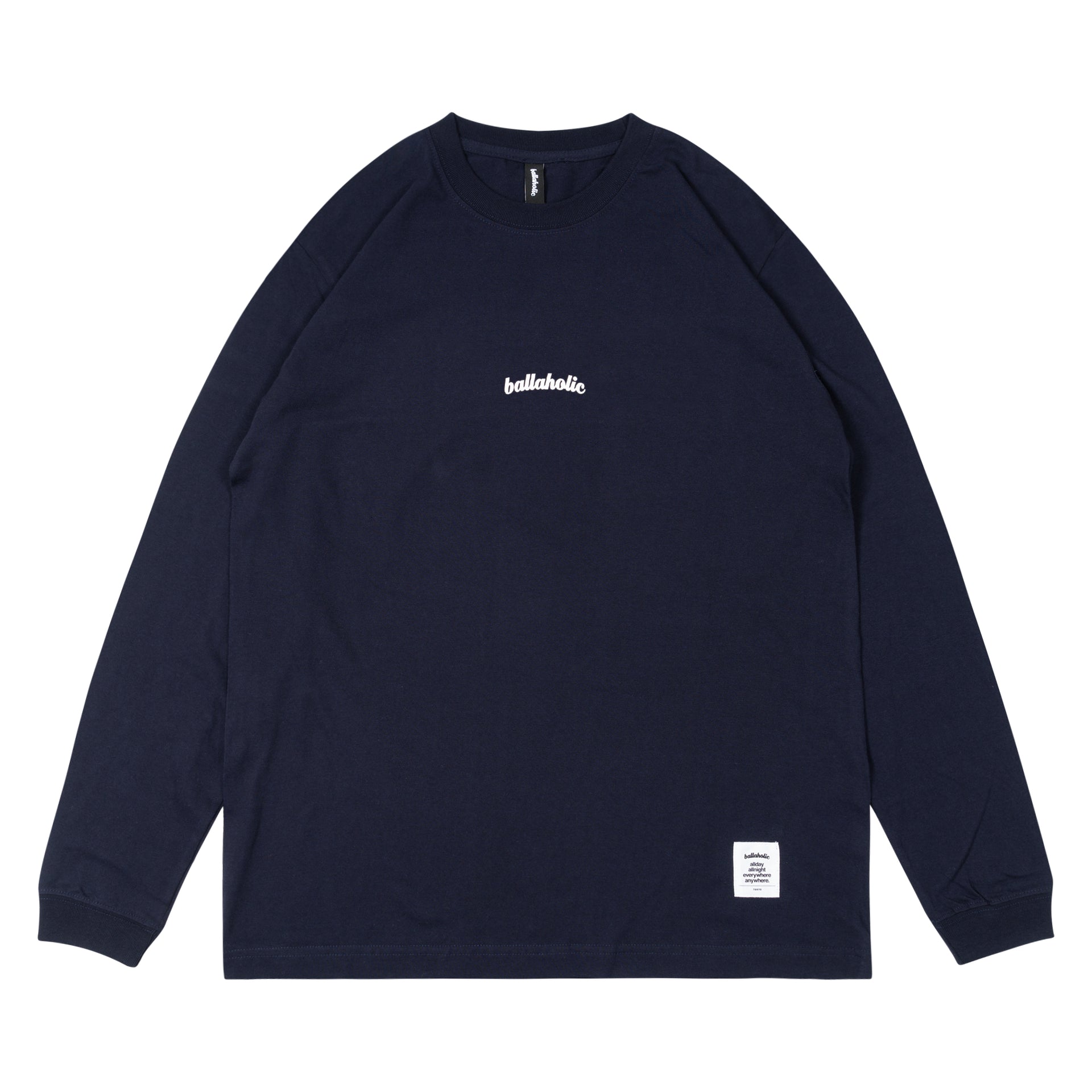ballaholic-small-logo-long-tee-navy-white-langarm image 1