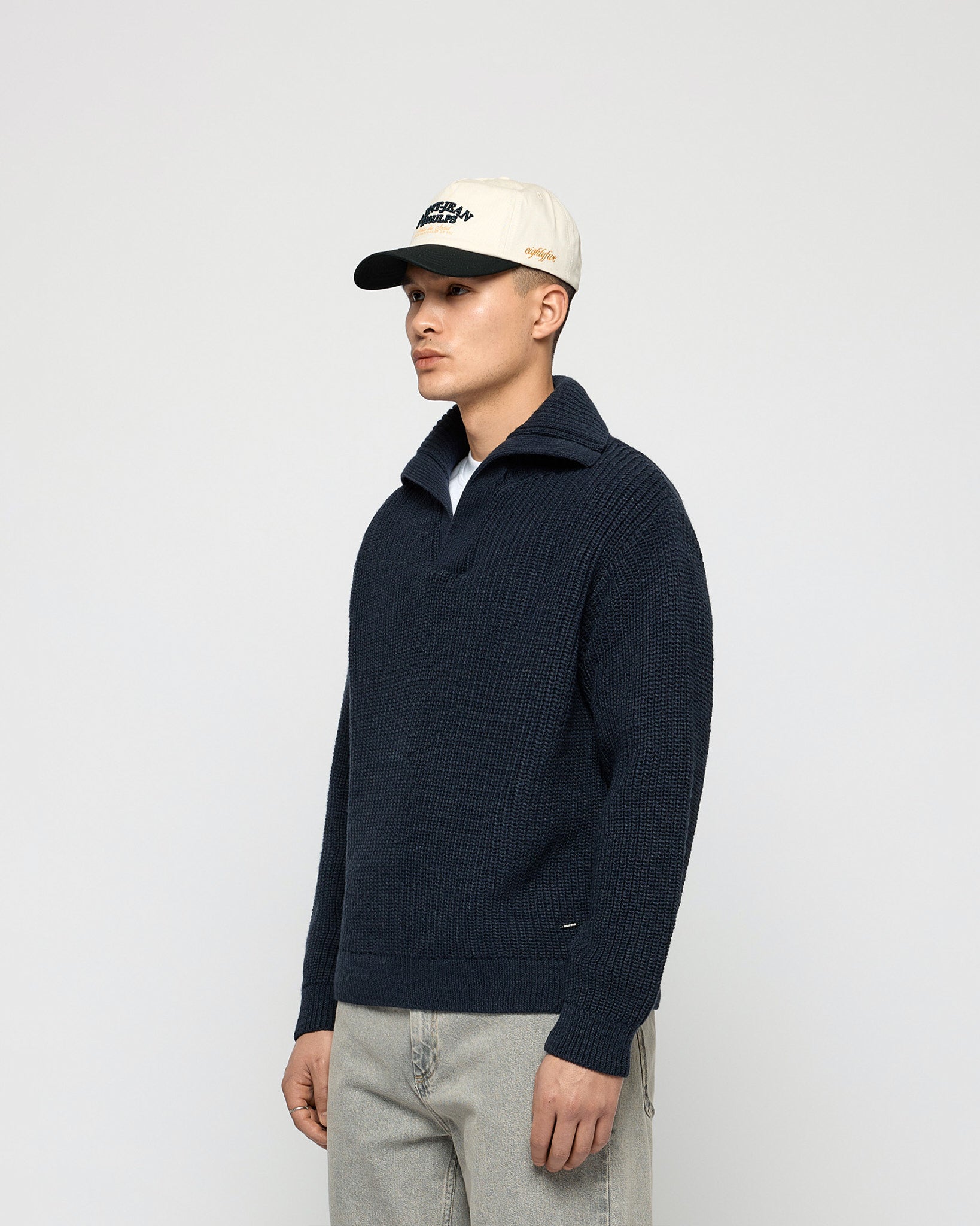eightyfive-tops-knitted-polo-sweater-strickpullover-navy-grobstrick image 4