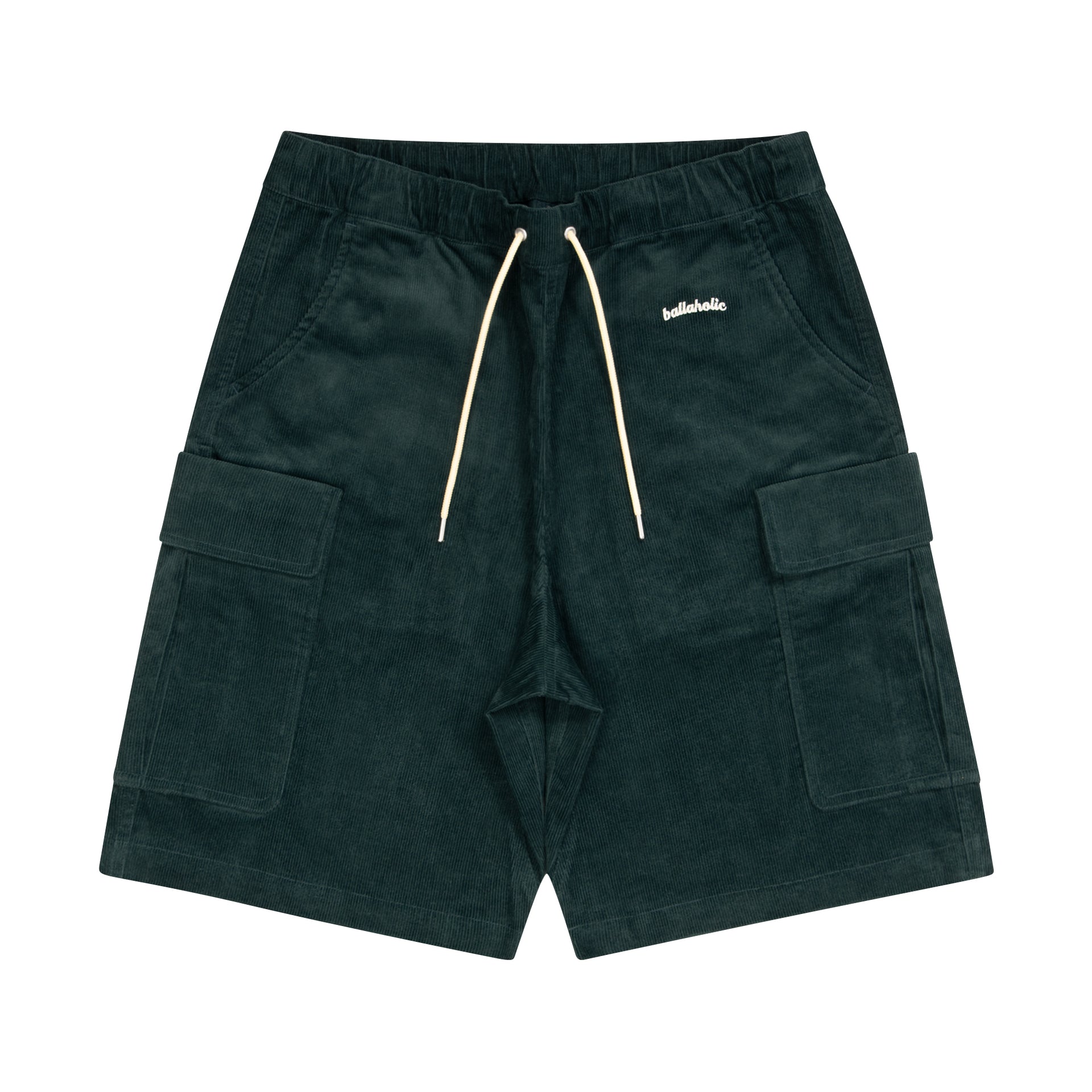 ballaholic-logo-corduroy-cargo-shorts-deep-green image 1