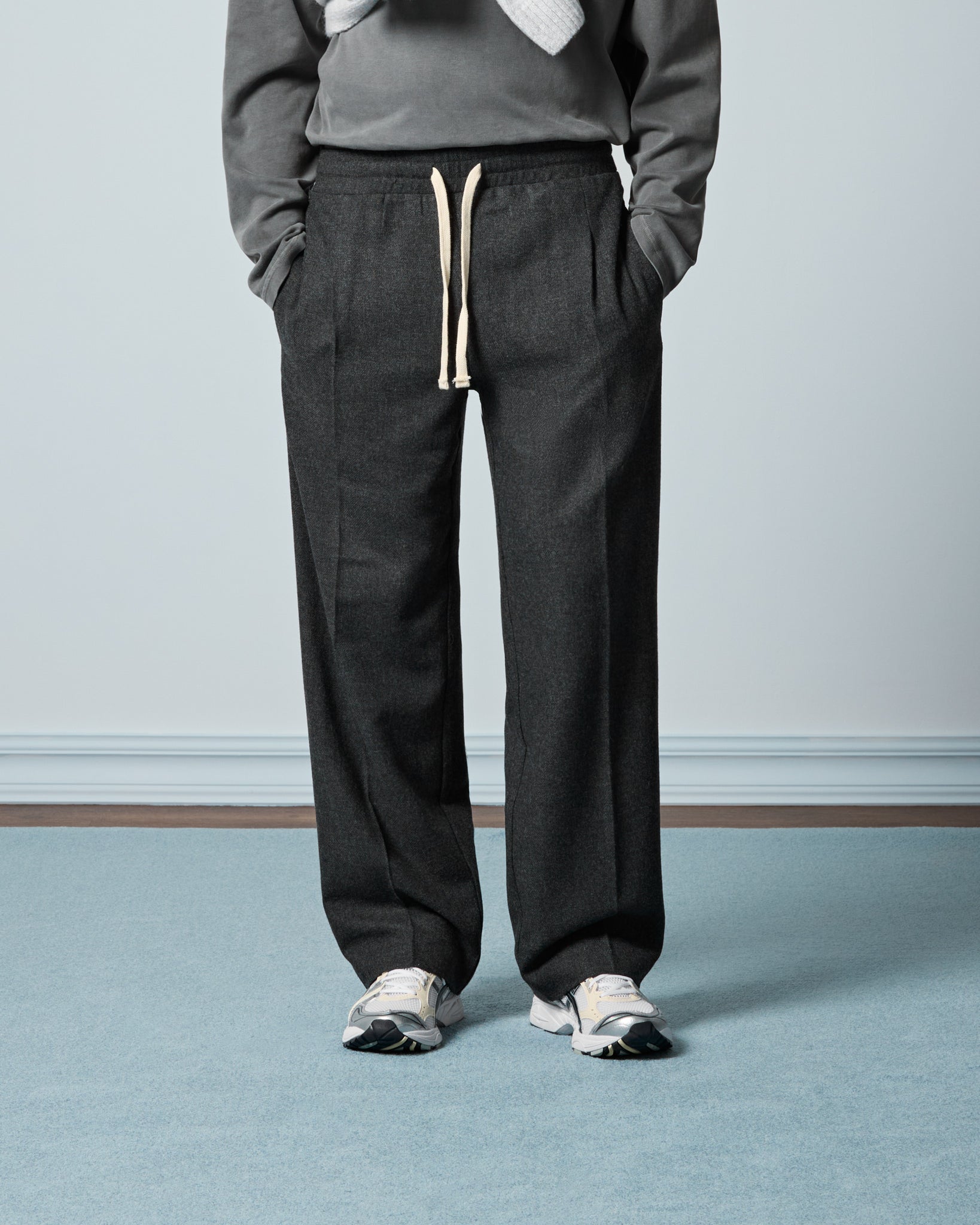 eightyfive-wool-pants-with-elastic-waistline-hose-grey-melange image 3