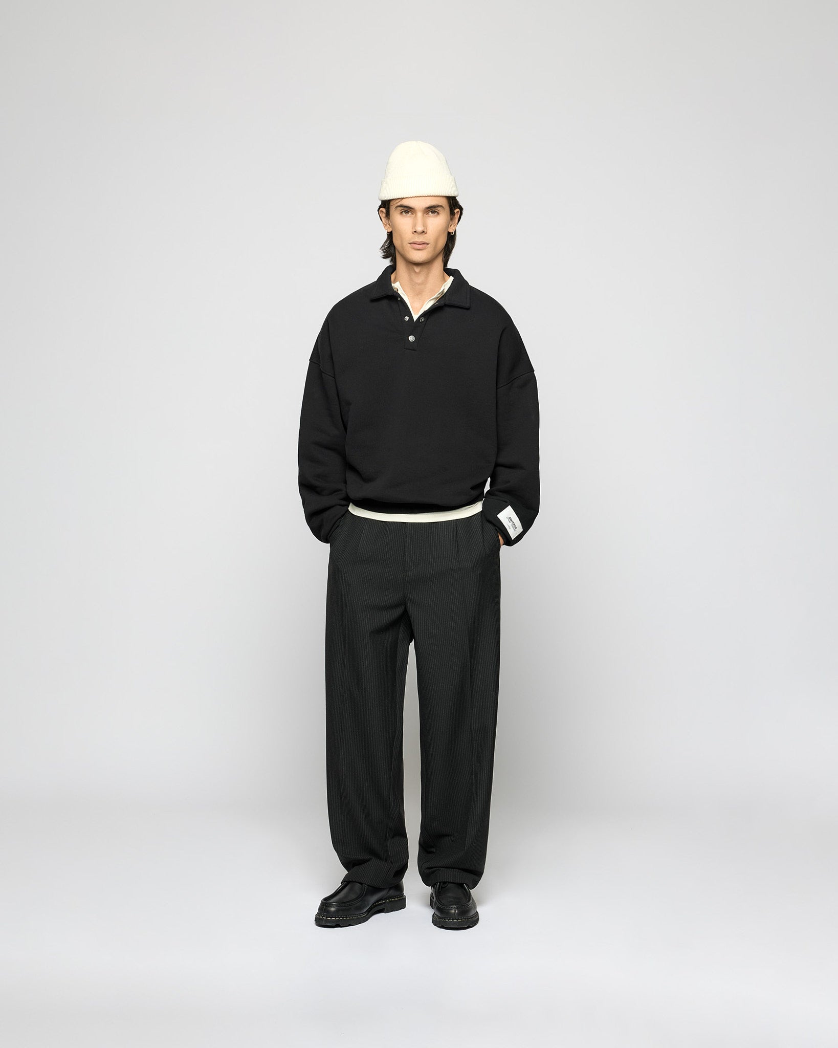 eightyfive-pinstripe-baggy-tailored-pants-hose-black-pinstripe image 7