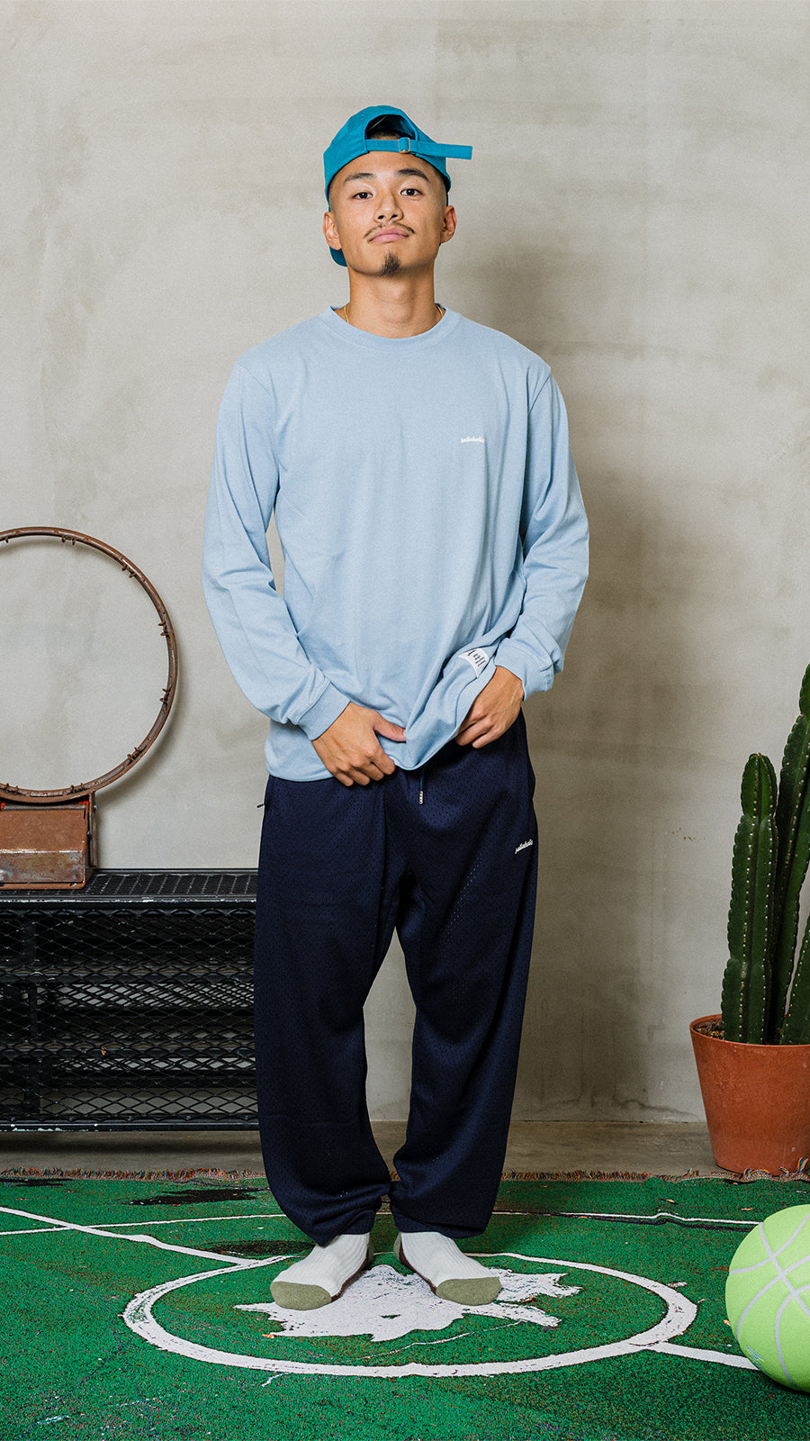 ballaholic-micro-logo-long-tee-langarmshirt-slate-blue-wei image 2
