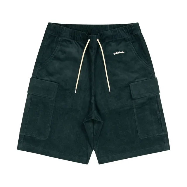 ballaholic-logo-corduroy-cargo-shorts-deep-green image 1
