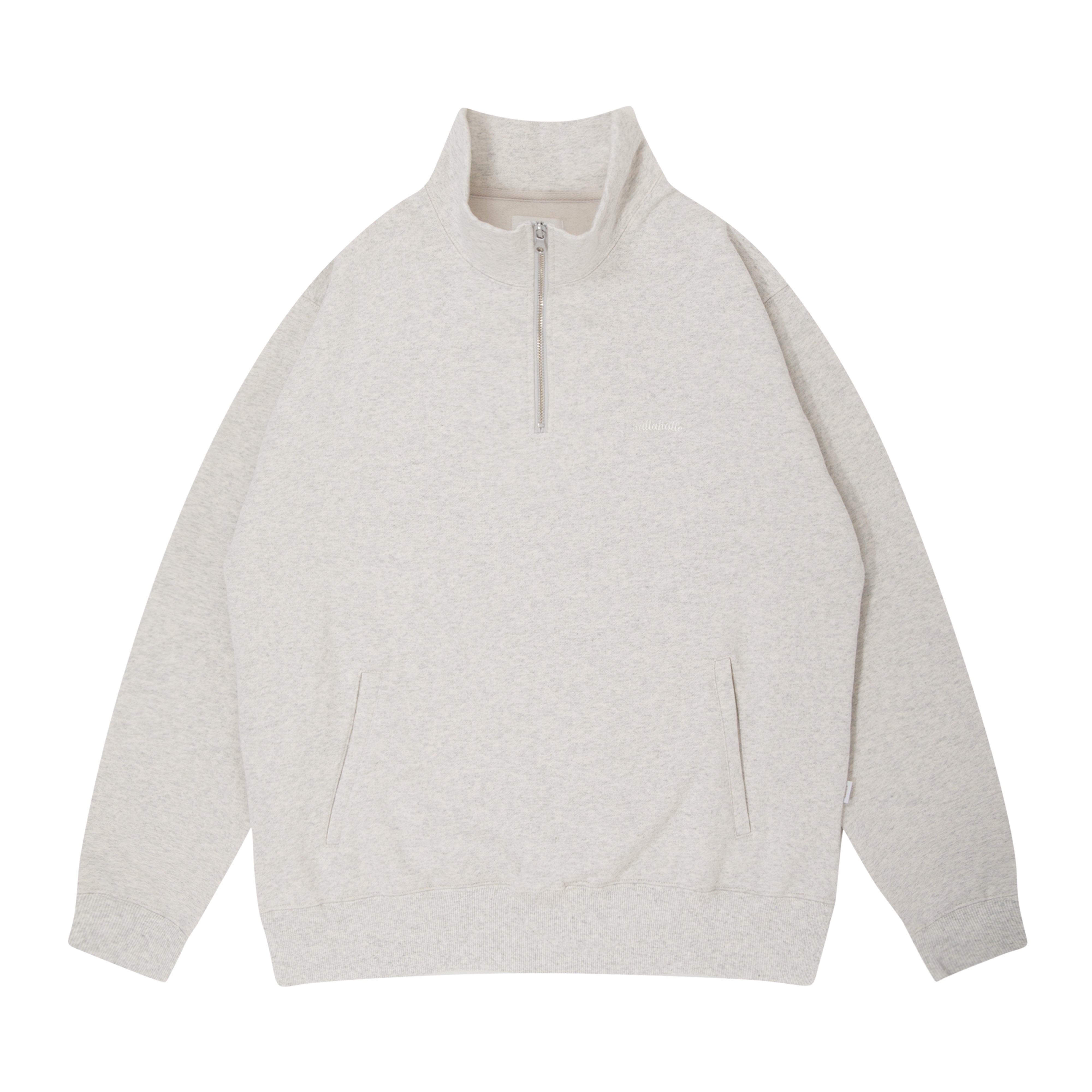 ballaholic-small-logo-half-zip-sweatshirt-ash image 1