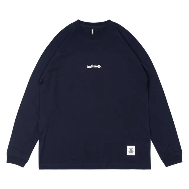 ballaholic-small-logo-long-tee-navy-white-langarm image 1