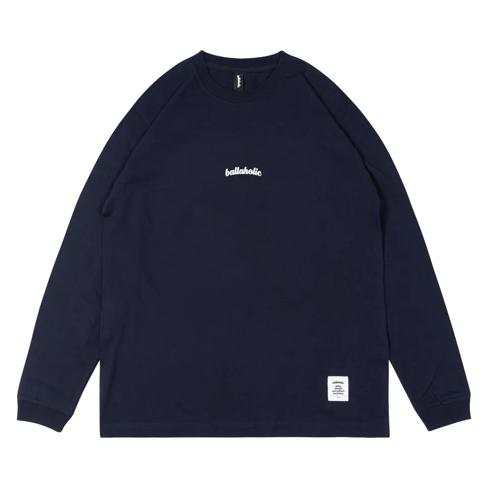 ballaholic-small-logo-long-tee-navy-white-langarm image 1