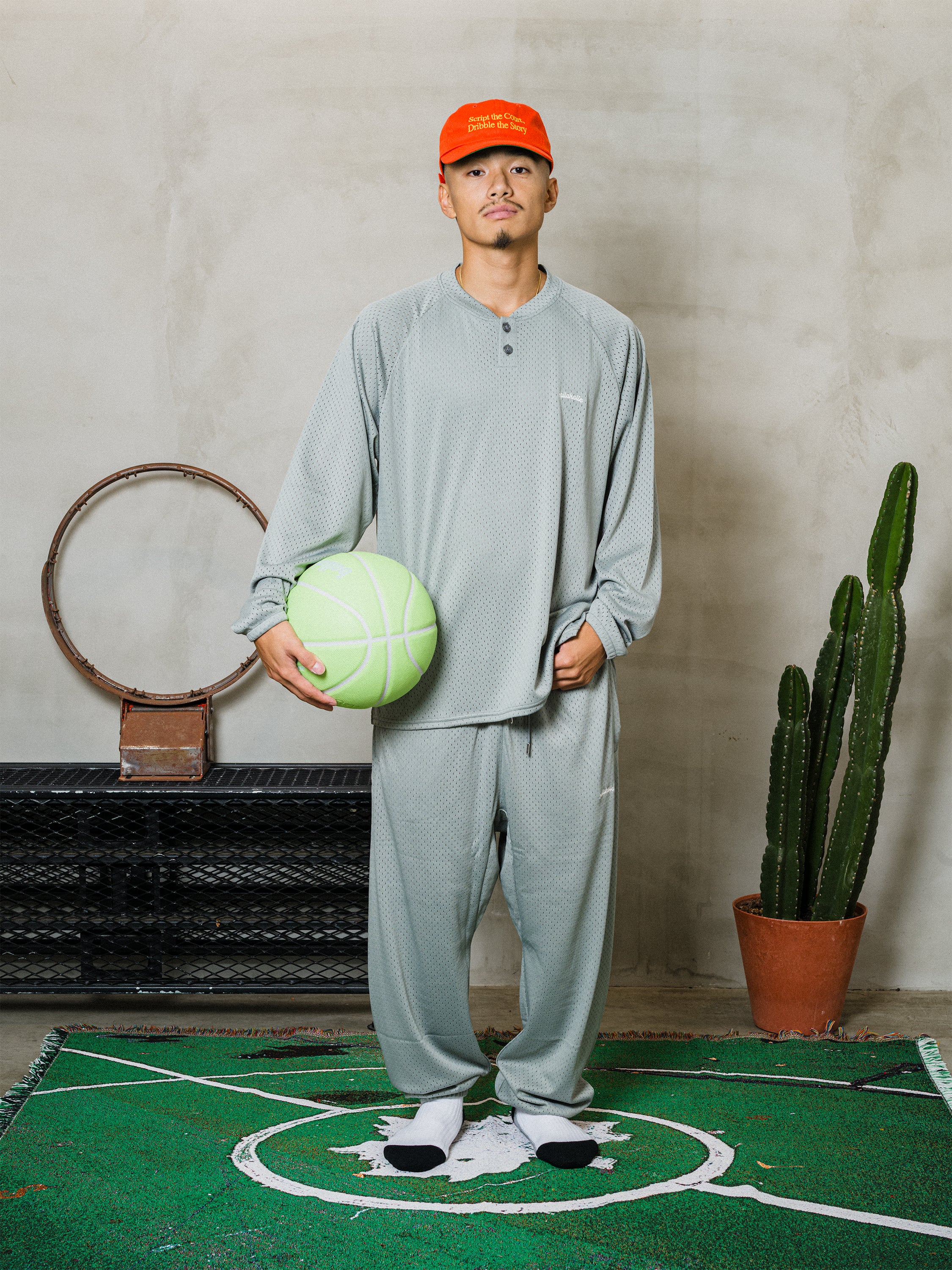 ballaholic-logo-mesh-long-shirt-dunkelgr-n-knopfkragen image 2