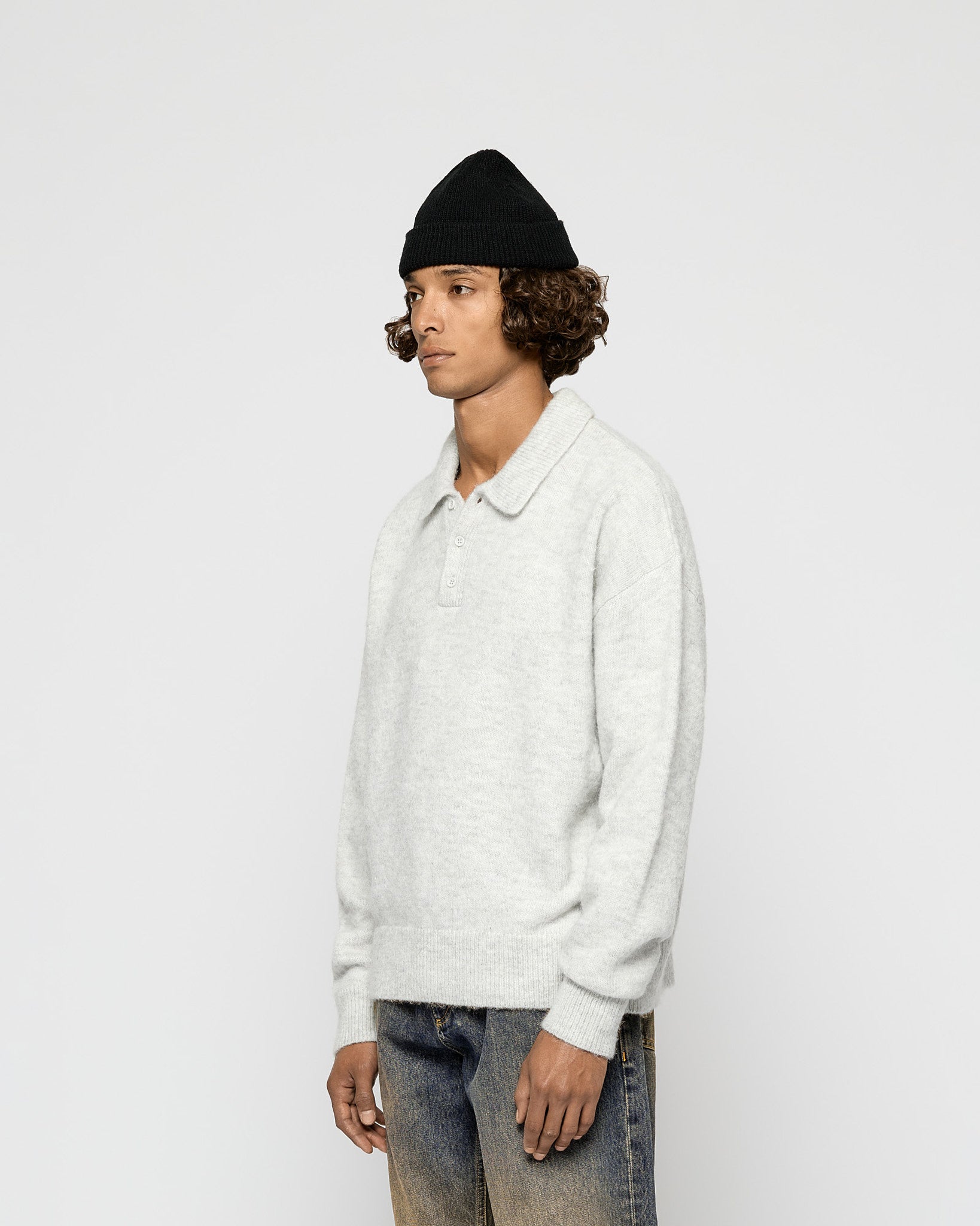 eightyfive-tops-hairy-polo-sweater-pullover-light-grey image 4