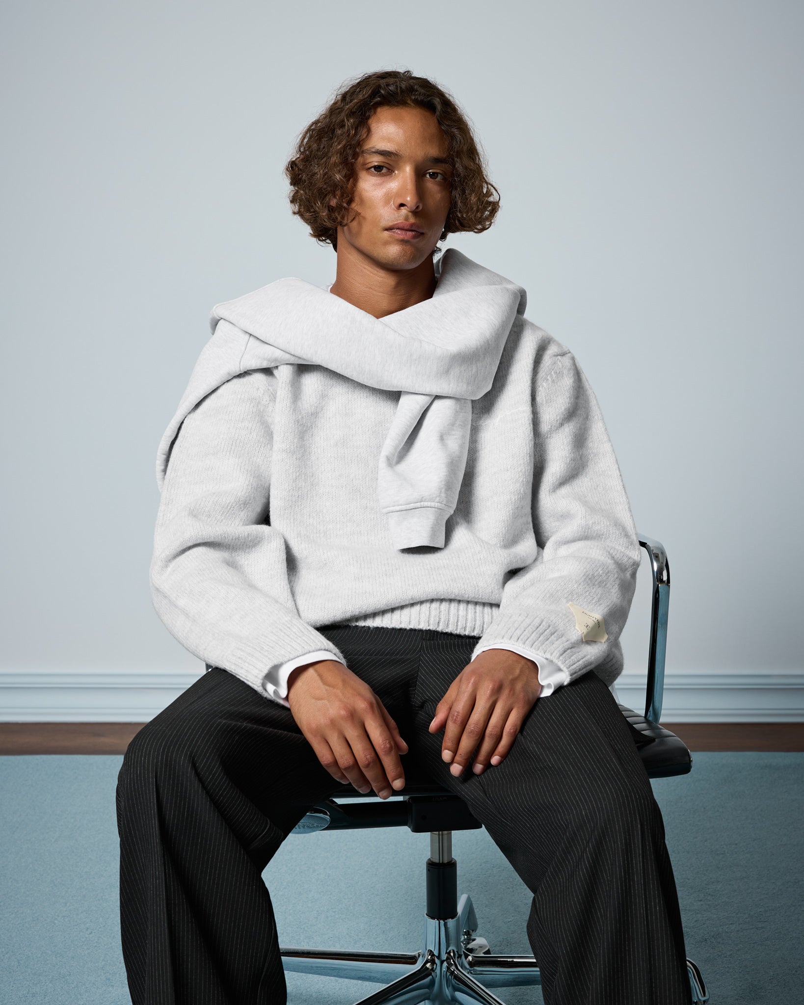 eightyfive-crew-neck-sweater-pullover-hellgrau-meliert image 7