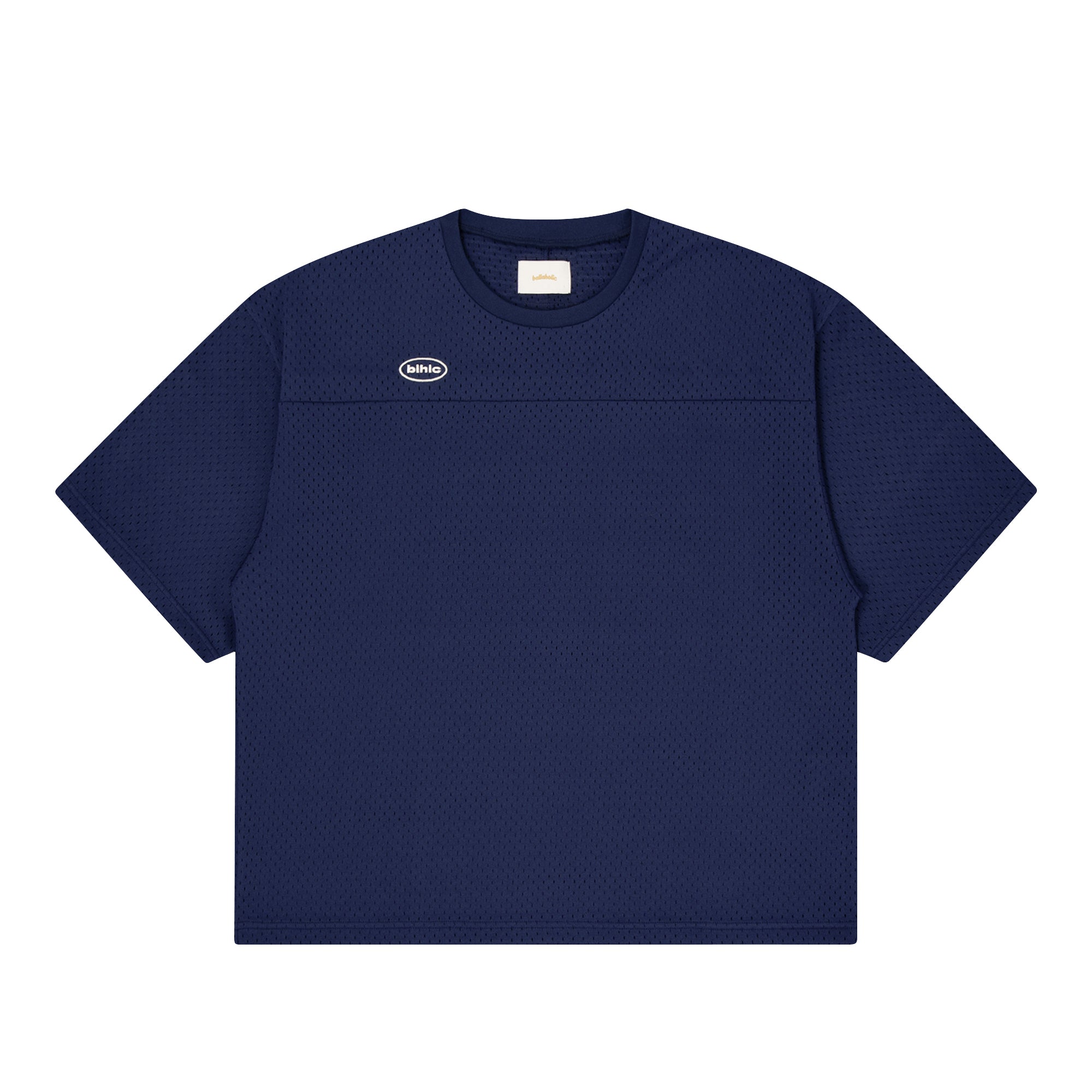 ballaholic-oval-logo-mesh-tee-navy-t-shirt-stick image 1