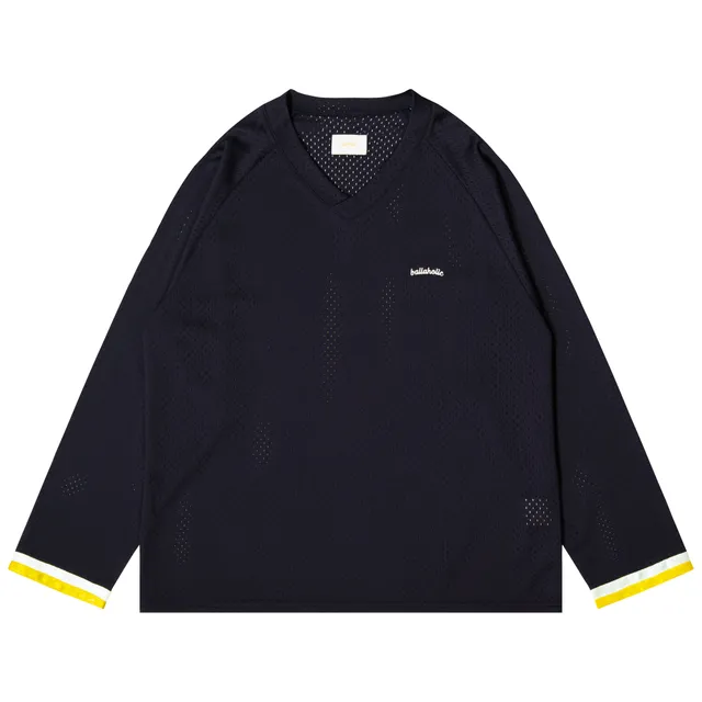 ballaholic-tape-v-neck-mesh-long-tee-langarm-navy image 1