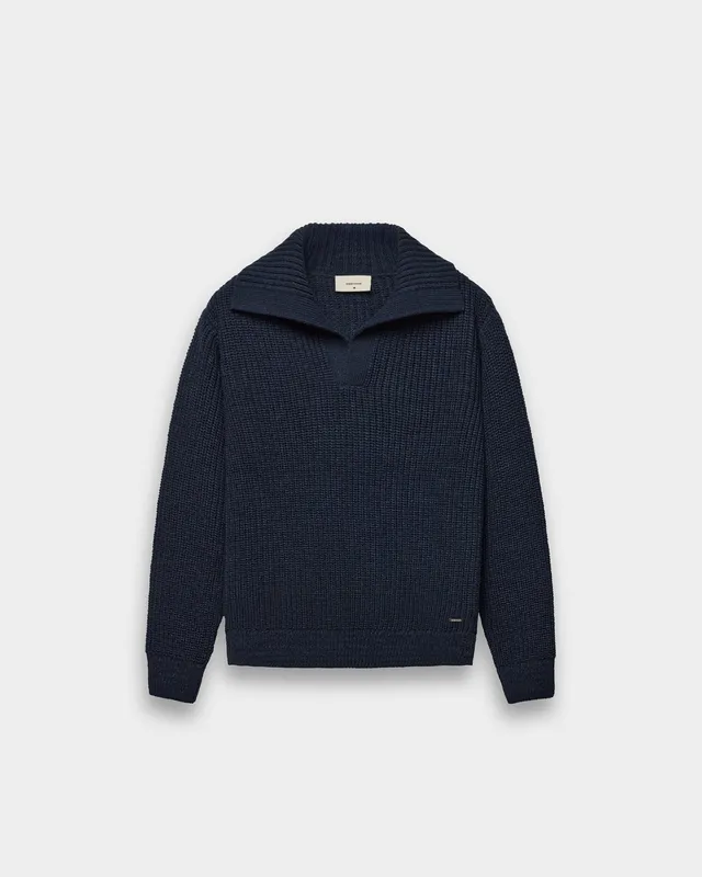 eightyfive-tops-knitted-polo-sweater-strickpullover-navy-grobstrick image 1