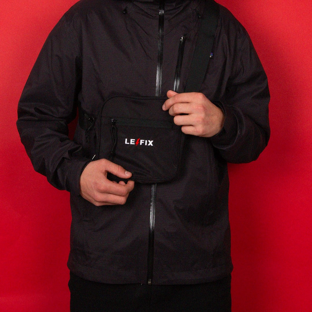 le-fix-schultertasche-schwarz-nylon-wasserabweisend image 2