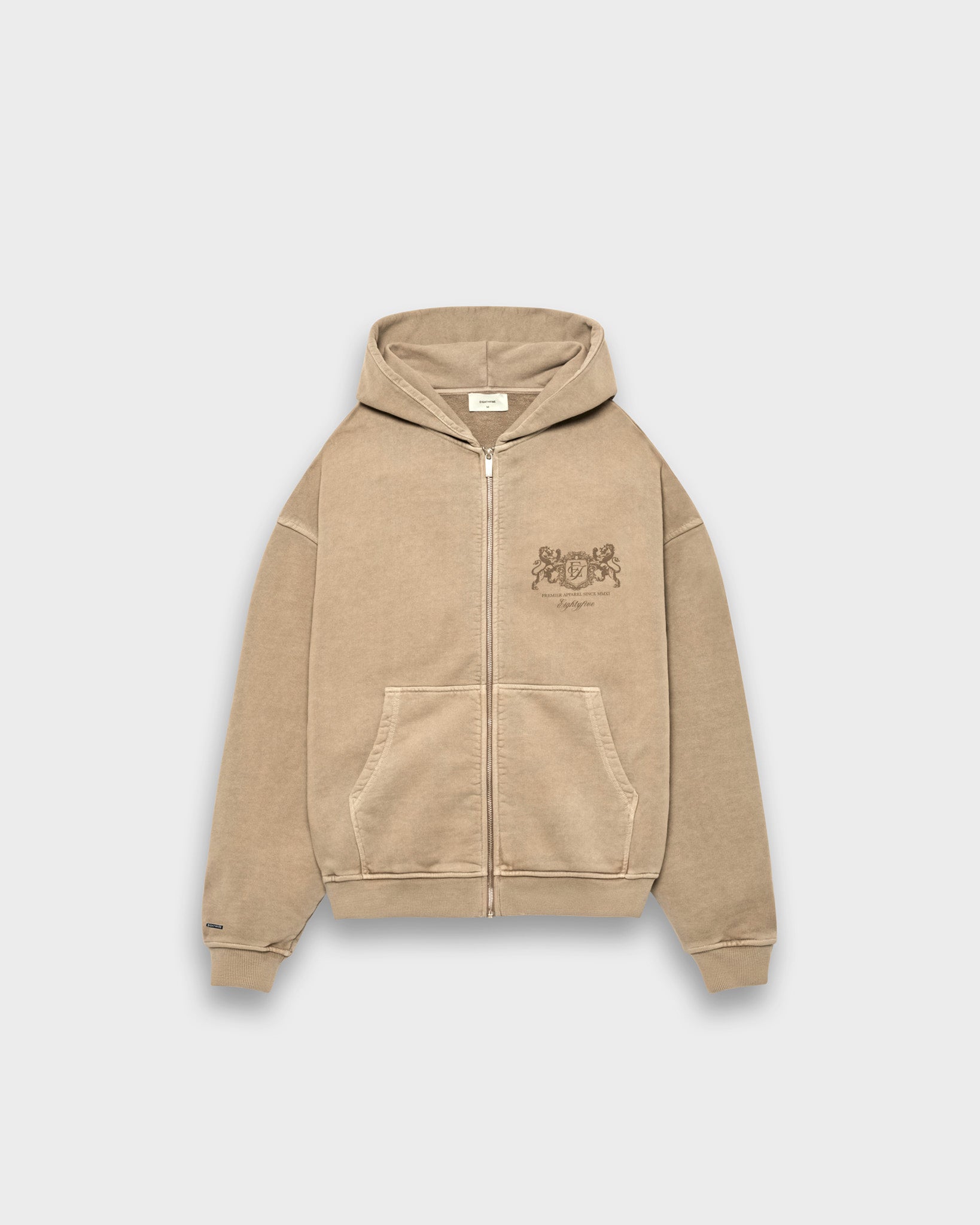 eightyfive-washed-premier-zip-hoodie-mocha-100-baumwolle image 1