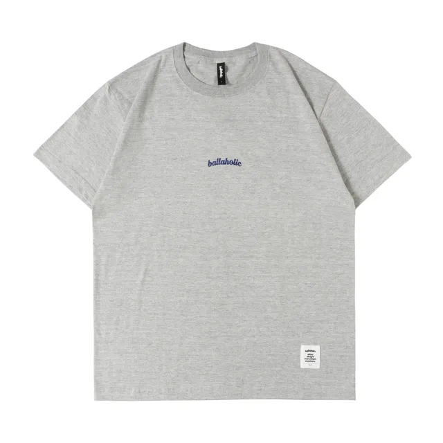 ballaholic-small-logo-tee-t-shirt-gray-navy-mit-brustlogo image 1