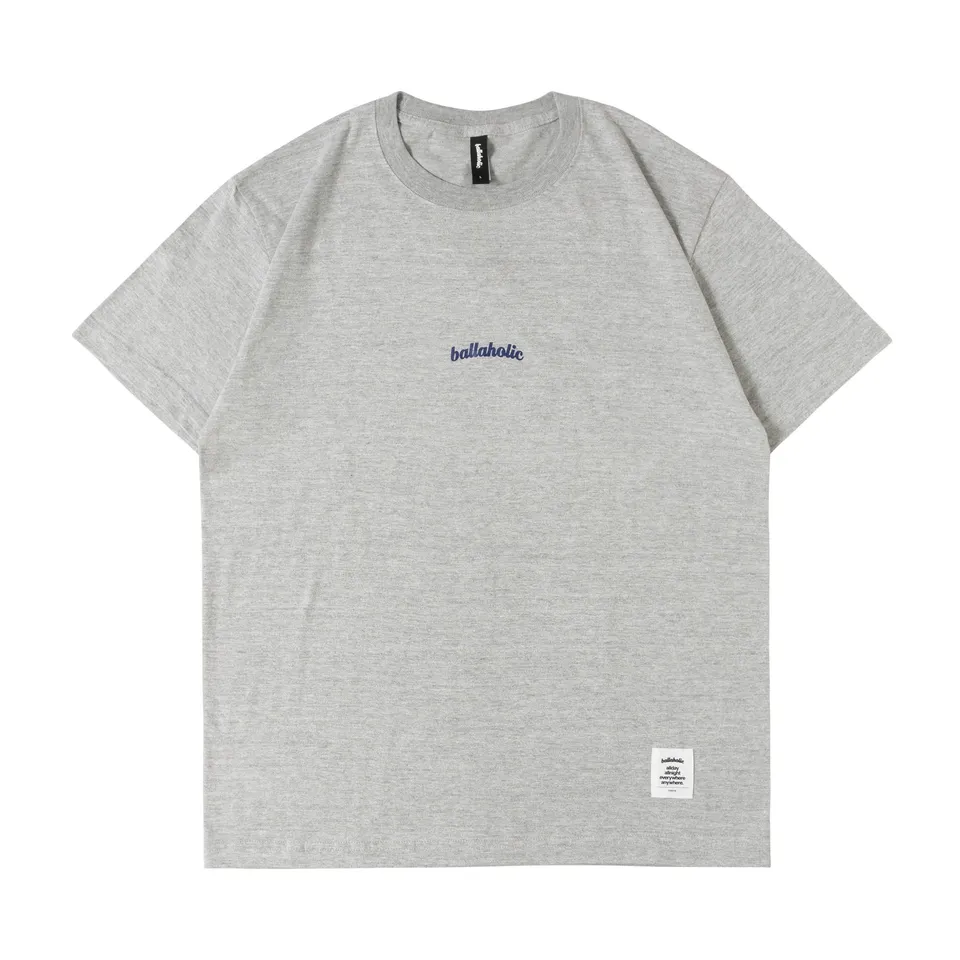 ballaholic-small-logo-tee-t-shirt-gray-navy-mit-brustlogo image 1