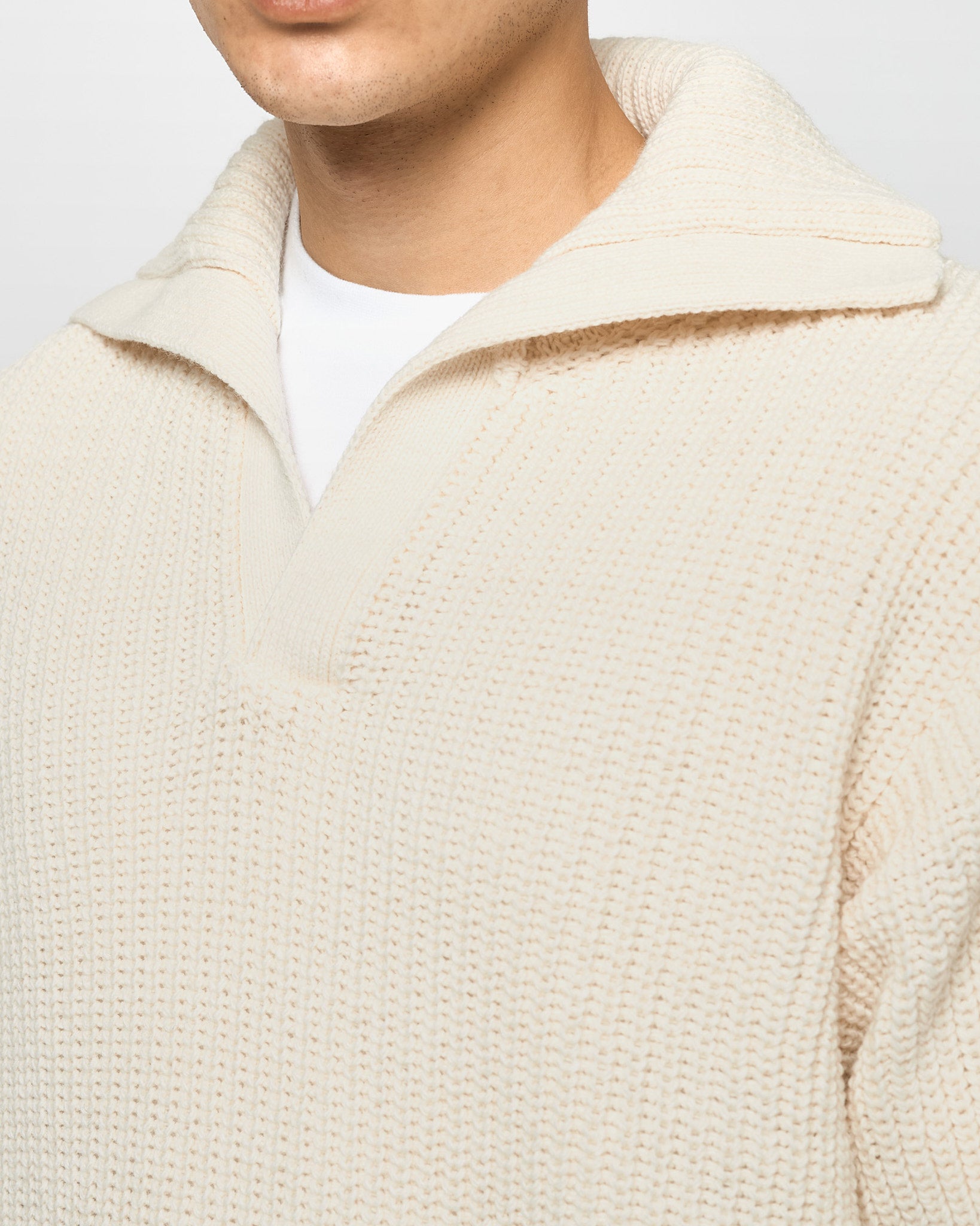 eightyfive-knitted-polo-sweater-strickpullover-beige-grobstrick image 6