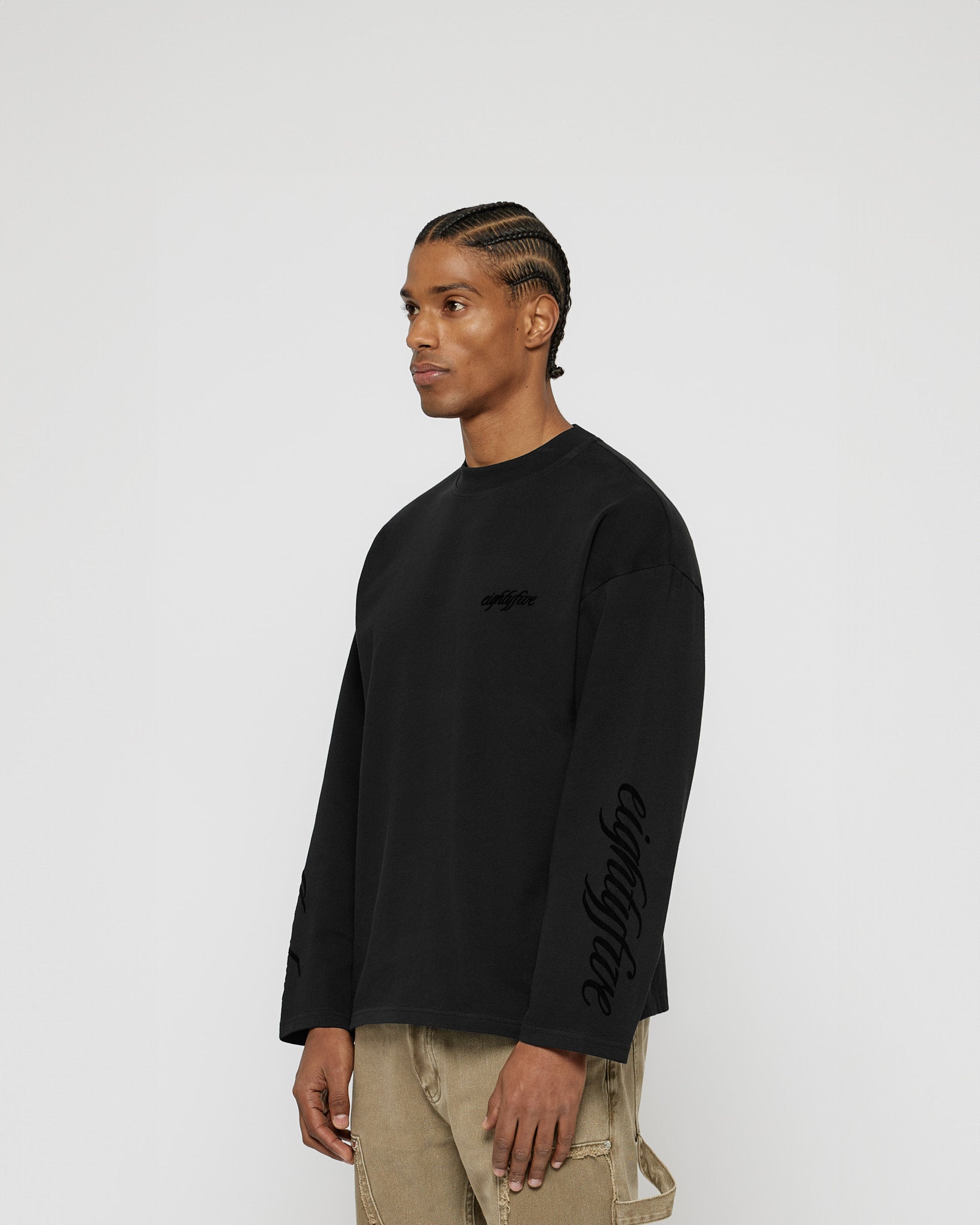 eightyfive-tops-handwritten-longsleeve-shirt-black-oversized image 3
