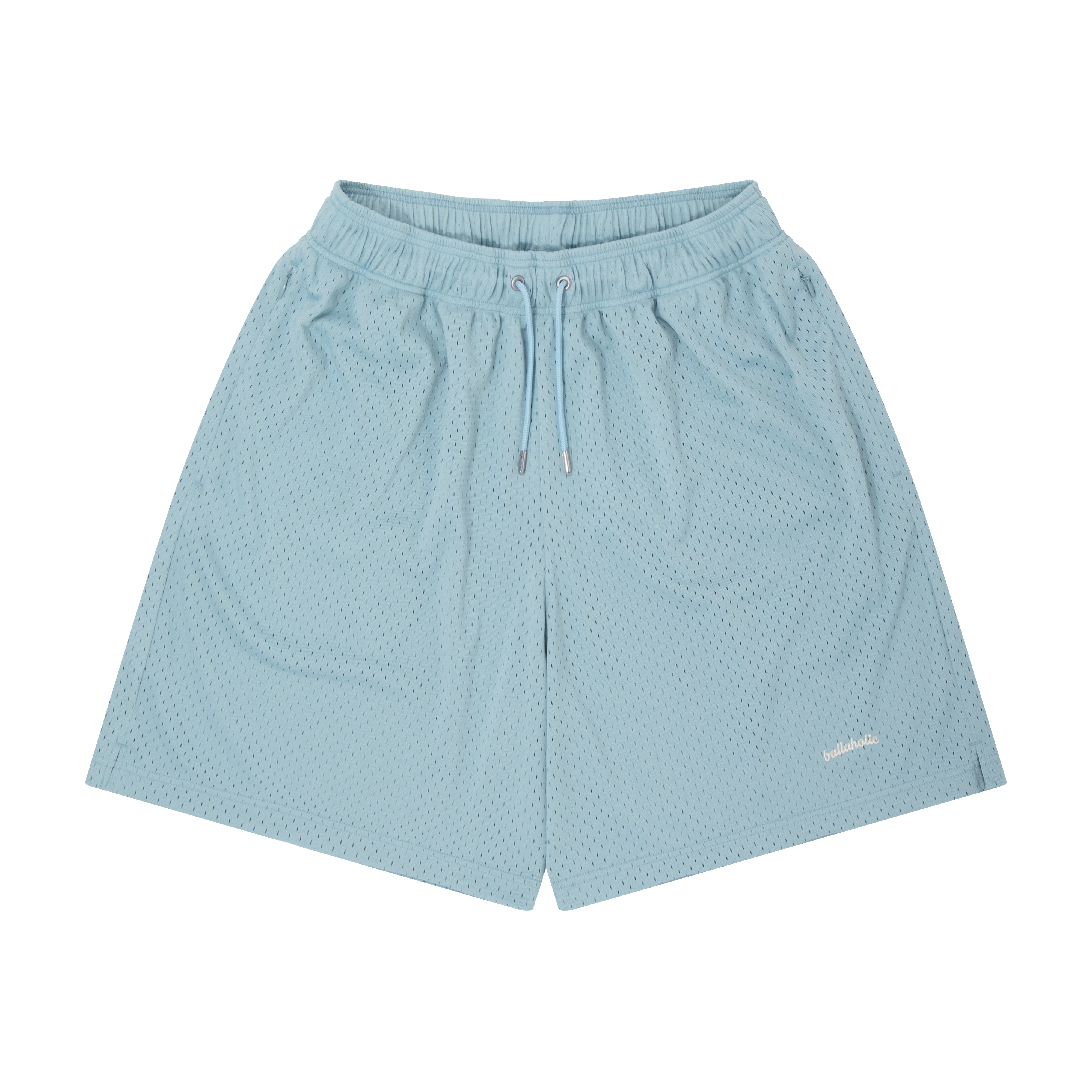 ballaholic-logo-mesh-zip-shorts-basketballshorts-hellblau-mit-schlitz image 1