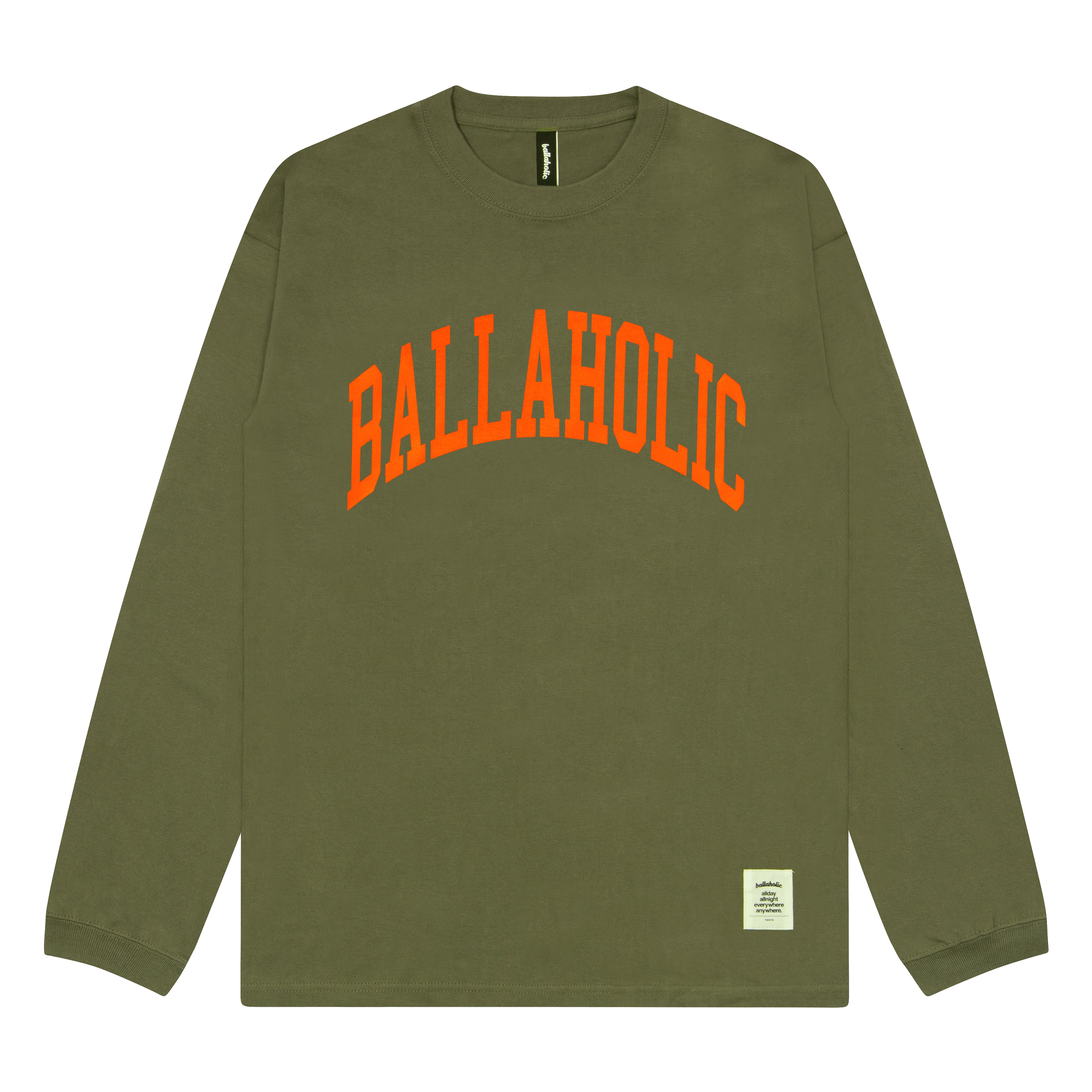 ballaholic-cotton-long-tees-college-logo-long-tee-longsleeve-light-olive-orange image 1