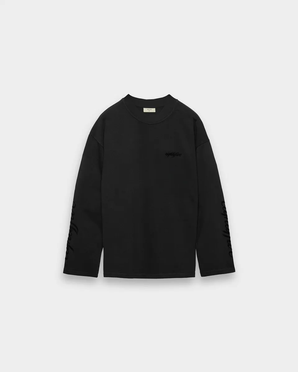 eightyfive-tops-handwritten-longsleeve-shirt-black-oversized image 1