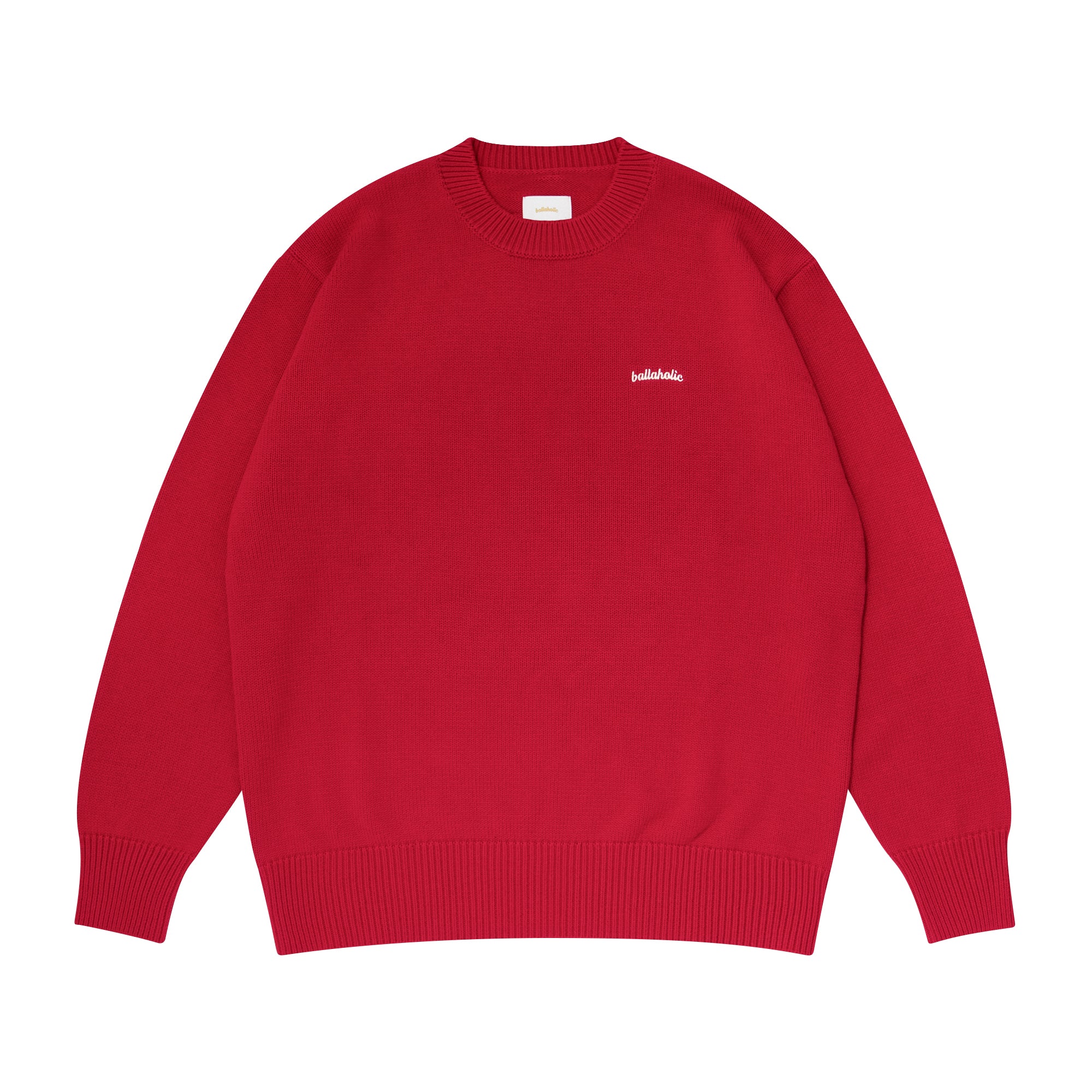 ballaholic-logo-cotton-knit-sweater-red-strickpullover image 1
