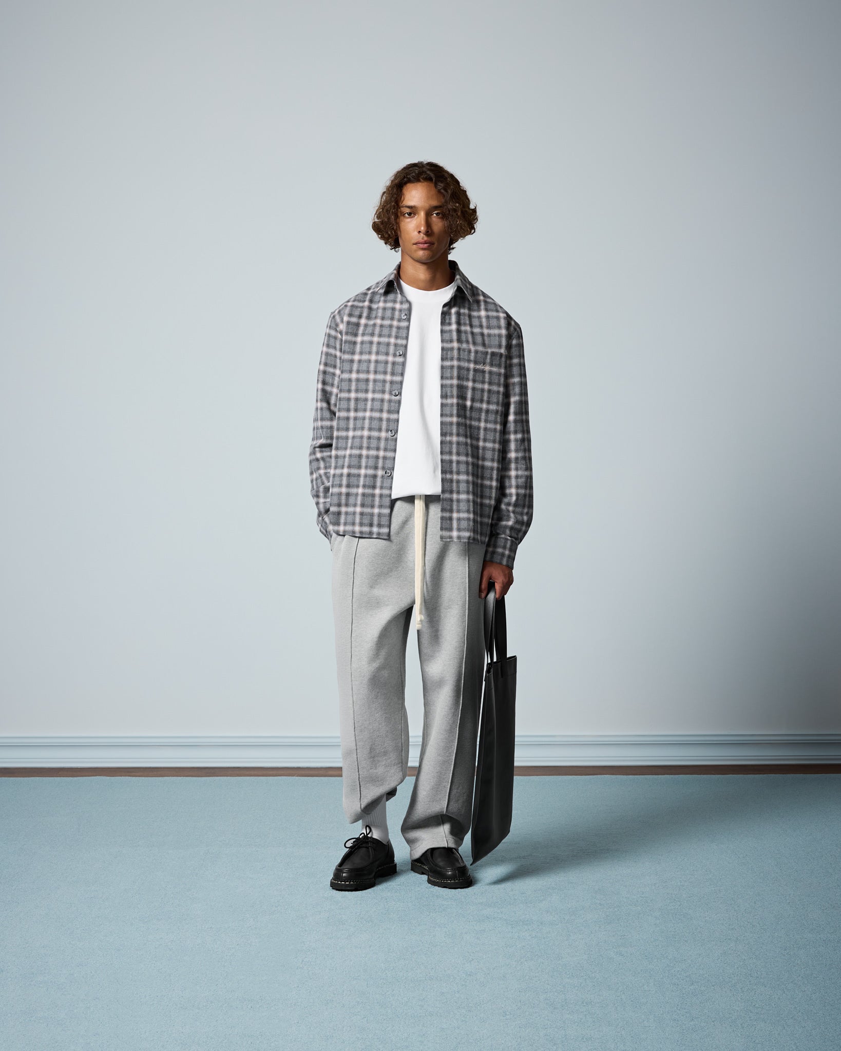 eightyfive-checked-shirt-flanellhemd-grey-melange-relaxed image 4