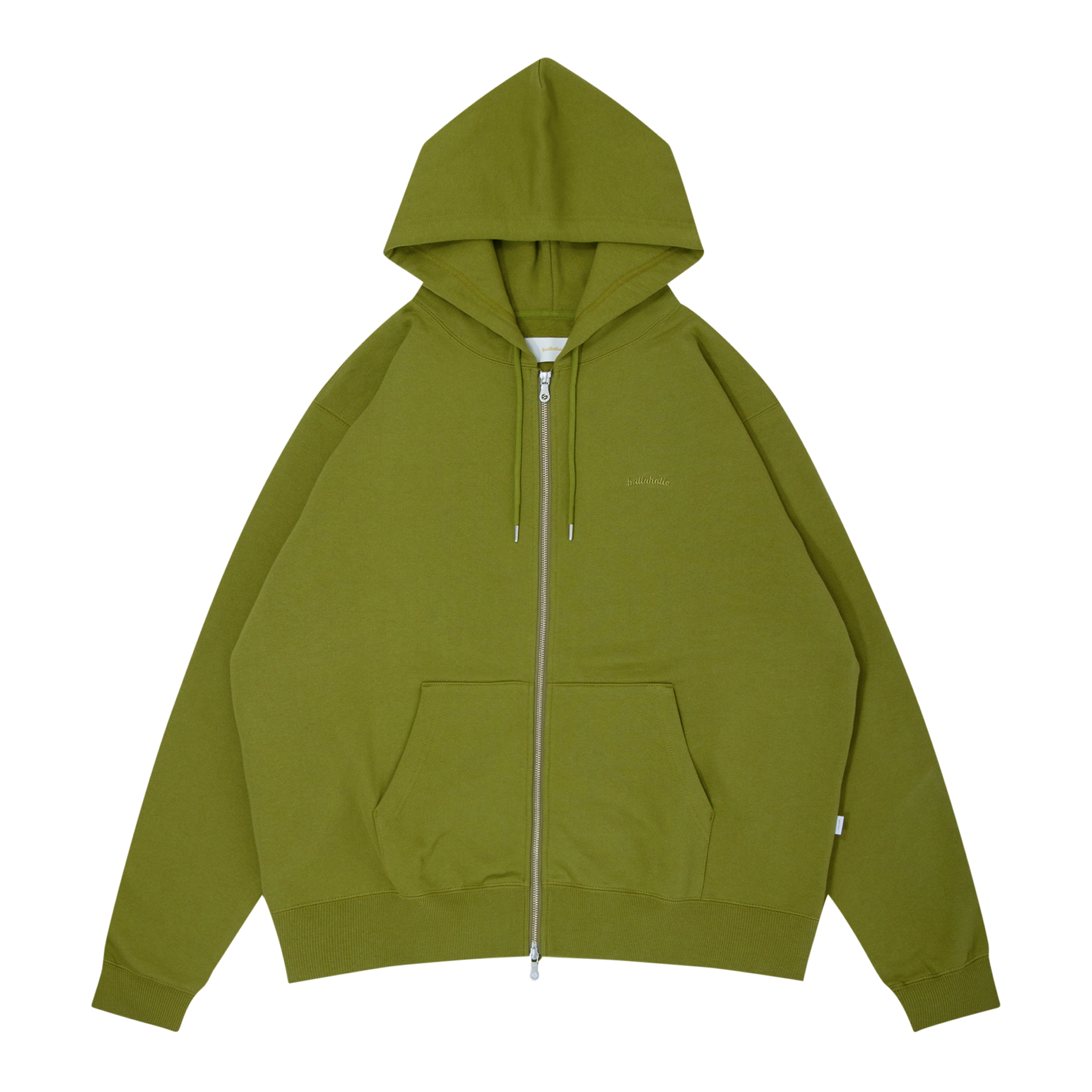 ballaholic-tops-small-logo-sweat-full-zip-hoodie-moosgr-n image 1