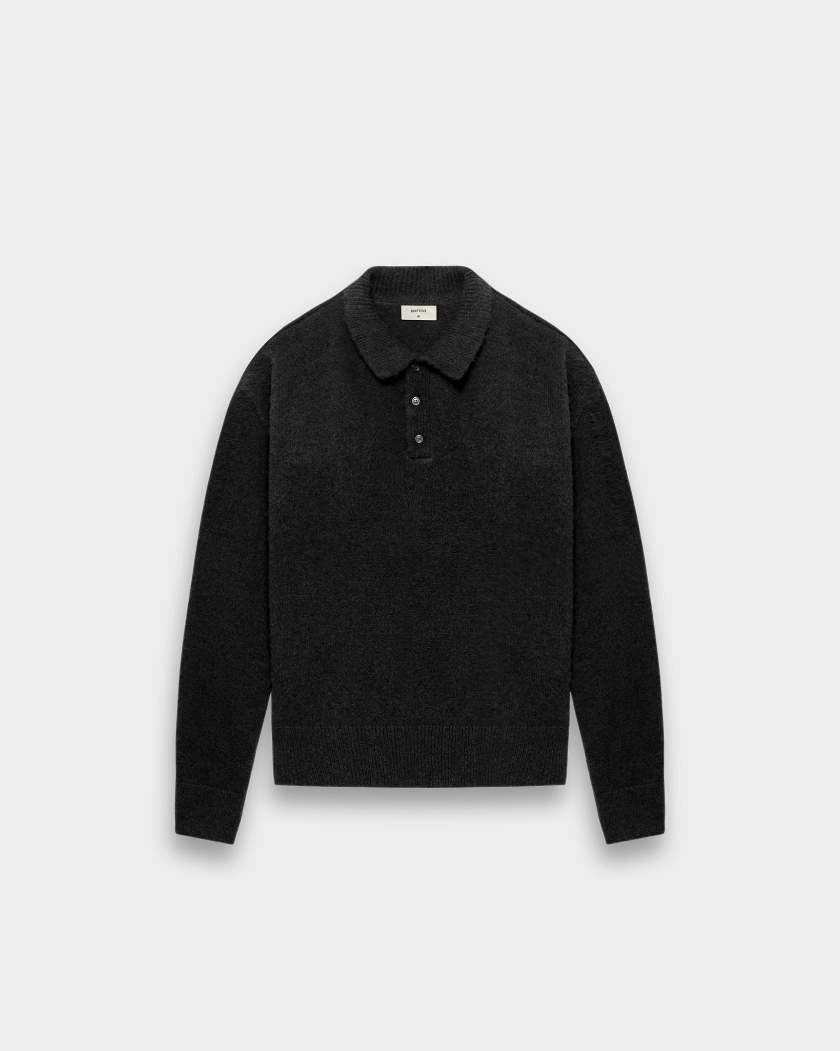 eightyfive-hairy-knitted-polo-sweater-pullover-black image 1