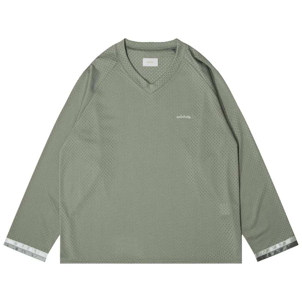 ballaholic-tape-v-neck-mesh-long-tee-longsleeve-grau image 1