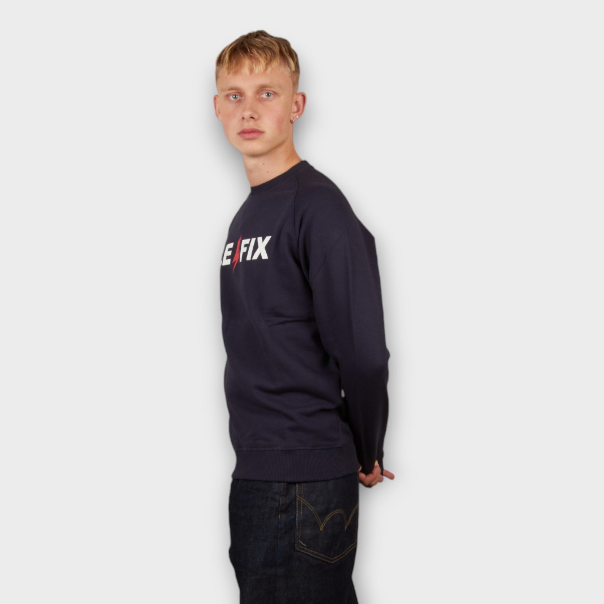 le-fix-lightning-crew-sweatshirt-navy-baumwolle image 4