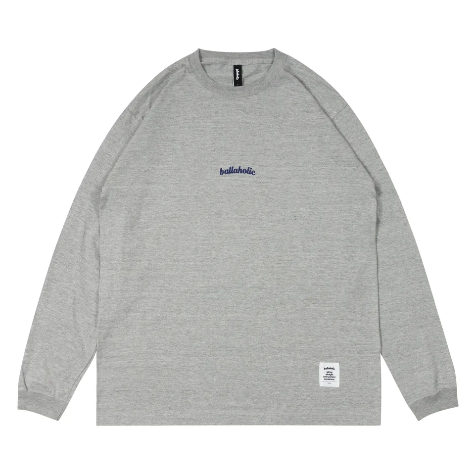 ballaholic-cotton-long-tees-small-logo-longsleeve-gray image 1