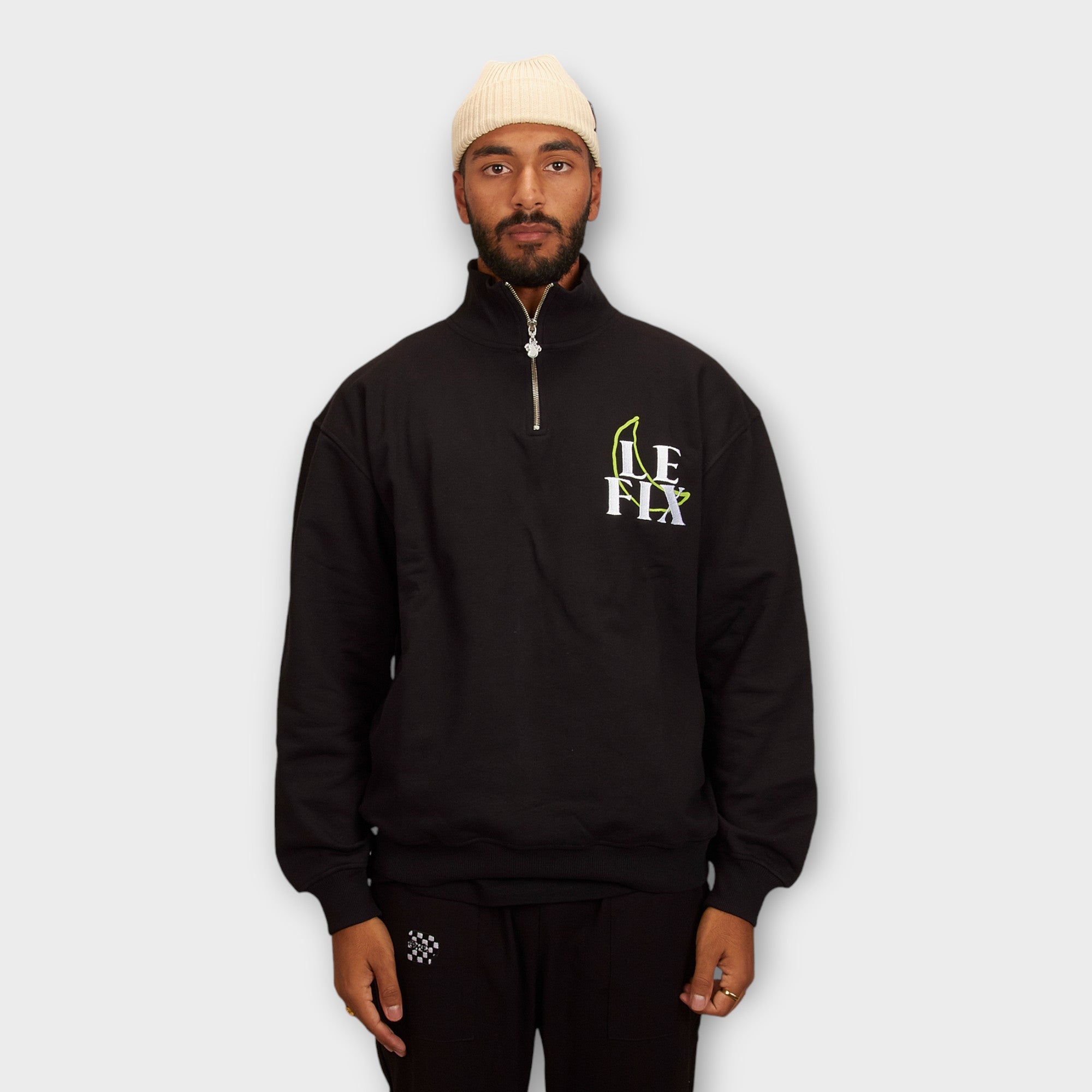 le-fix-moon-quarter-zip-sweatshirt-schwarz-zip image 2