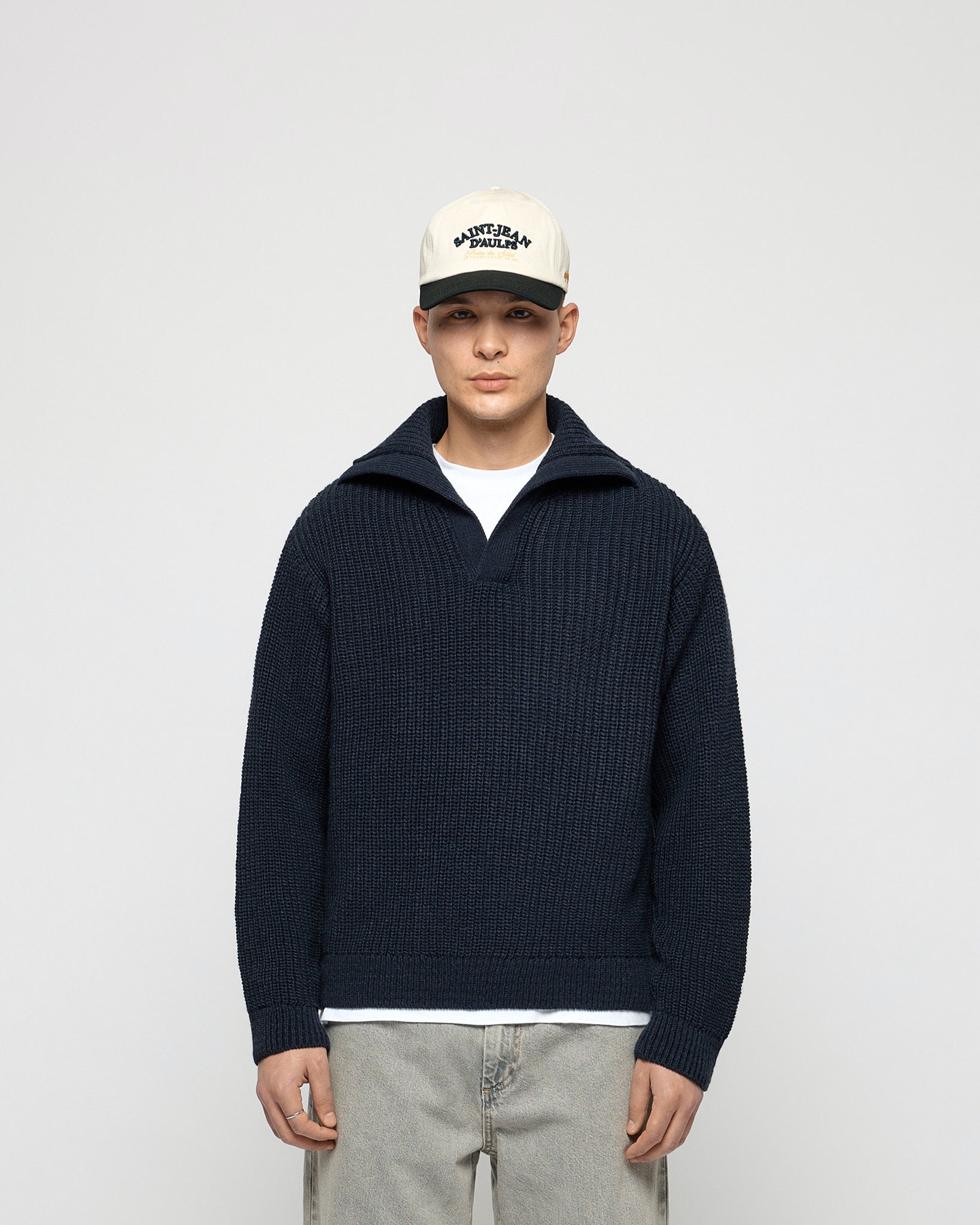 eightyfive-tops-knitted-polo-sweater-strickpullover-navy-grobstrick image 2
