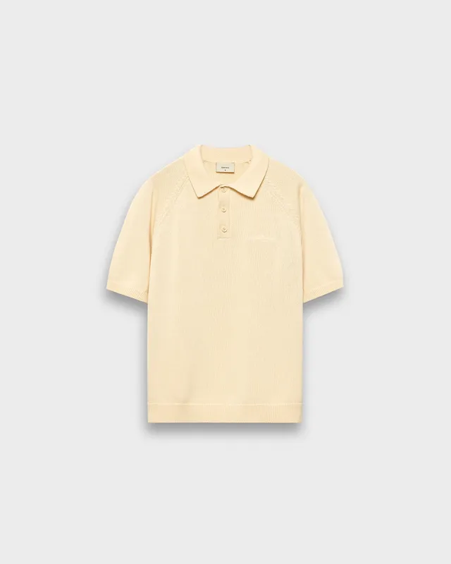 eightyfive-tops-raglan-knit-poloshirt-pale-yellow-baumwolle image 1