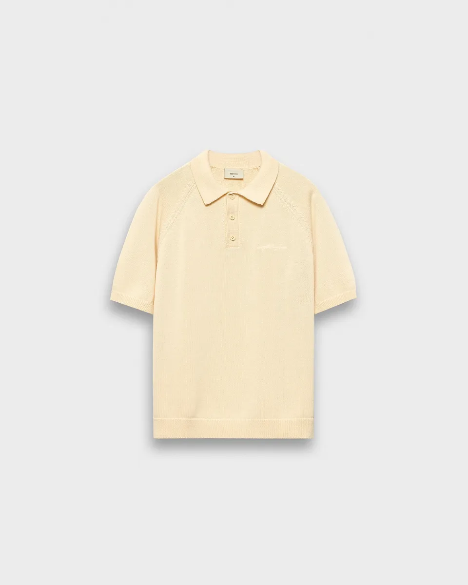 eightyfive-tops-raglan-knit-poloshirt-pale-yellow-baumwolle image 1