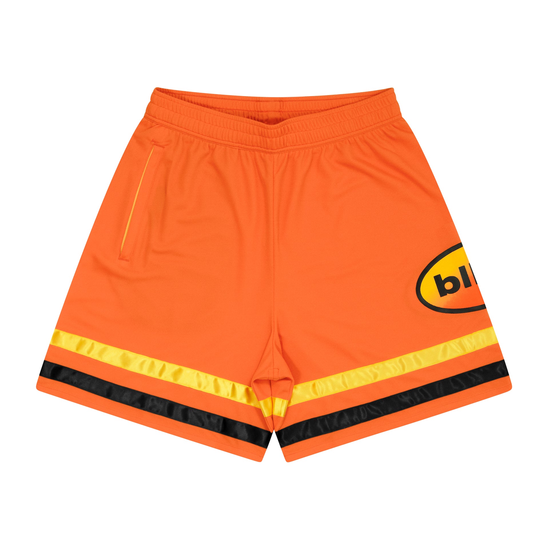 ballaholic-shorts-oval-logo-zip-shorts-orange image 1