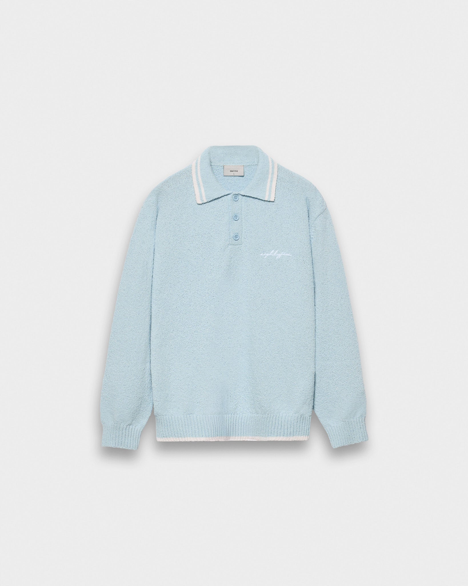 eightyfive-boucle-polo-longsleeve-polo-babyblue-regular image 1