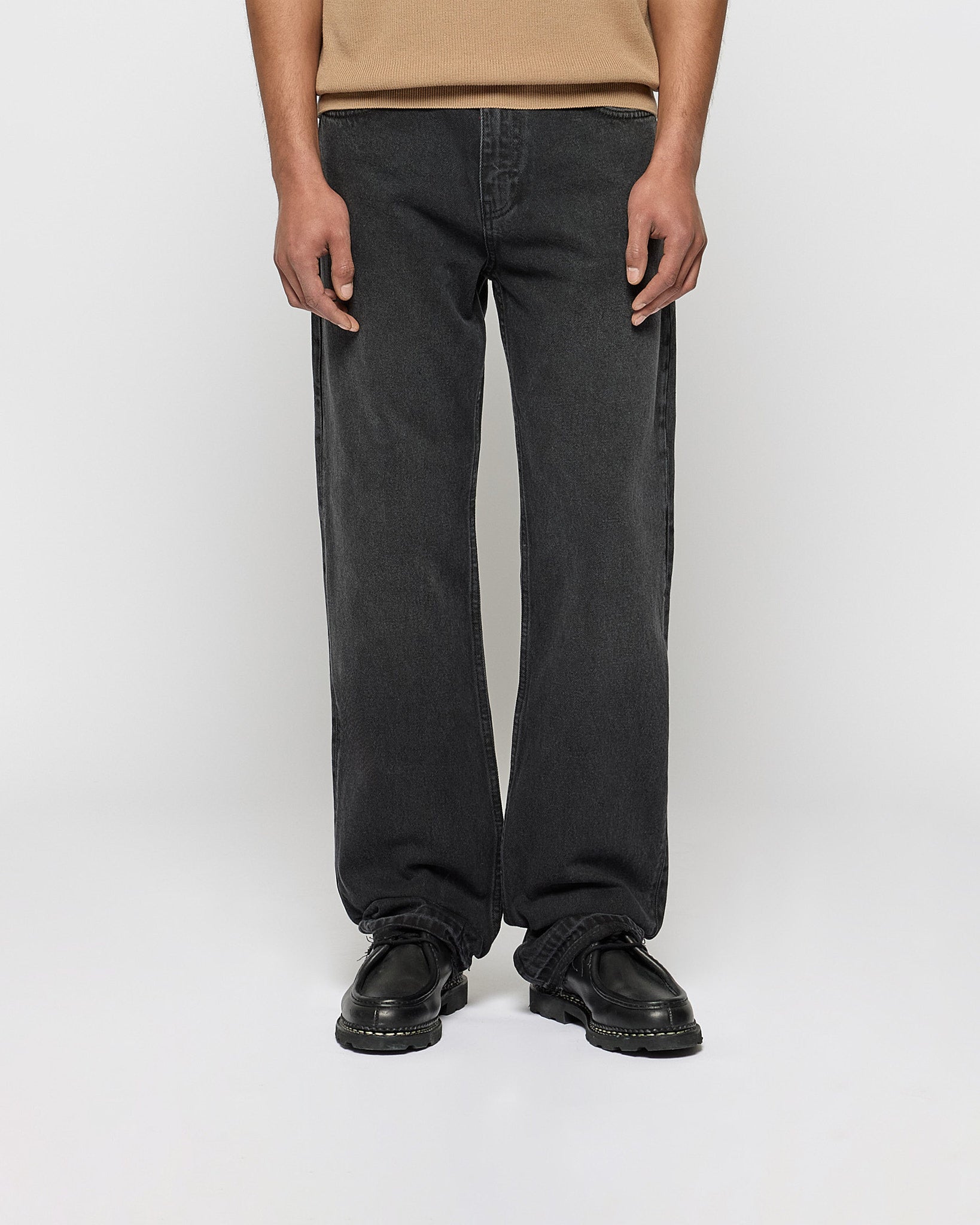 eightyfive-bottoms-open-hem-straight-denim-jeans-black-washed image 2