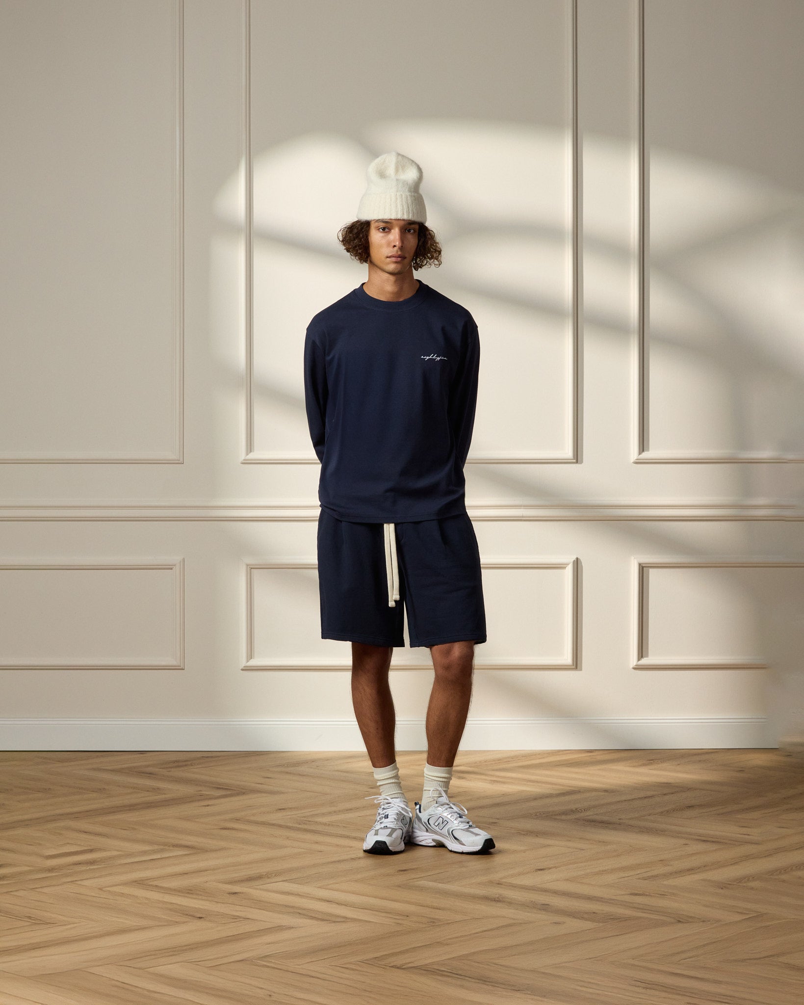 eightyfive-pleated-sweatshorts-shorts-navy-relaxed-fit-baumwolle image 4