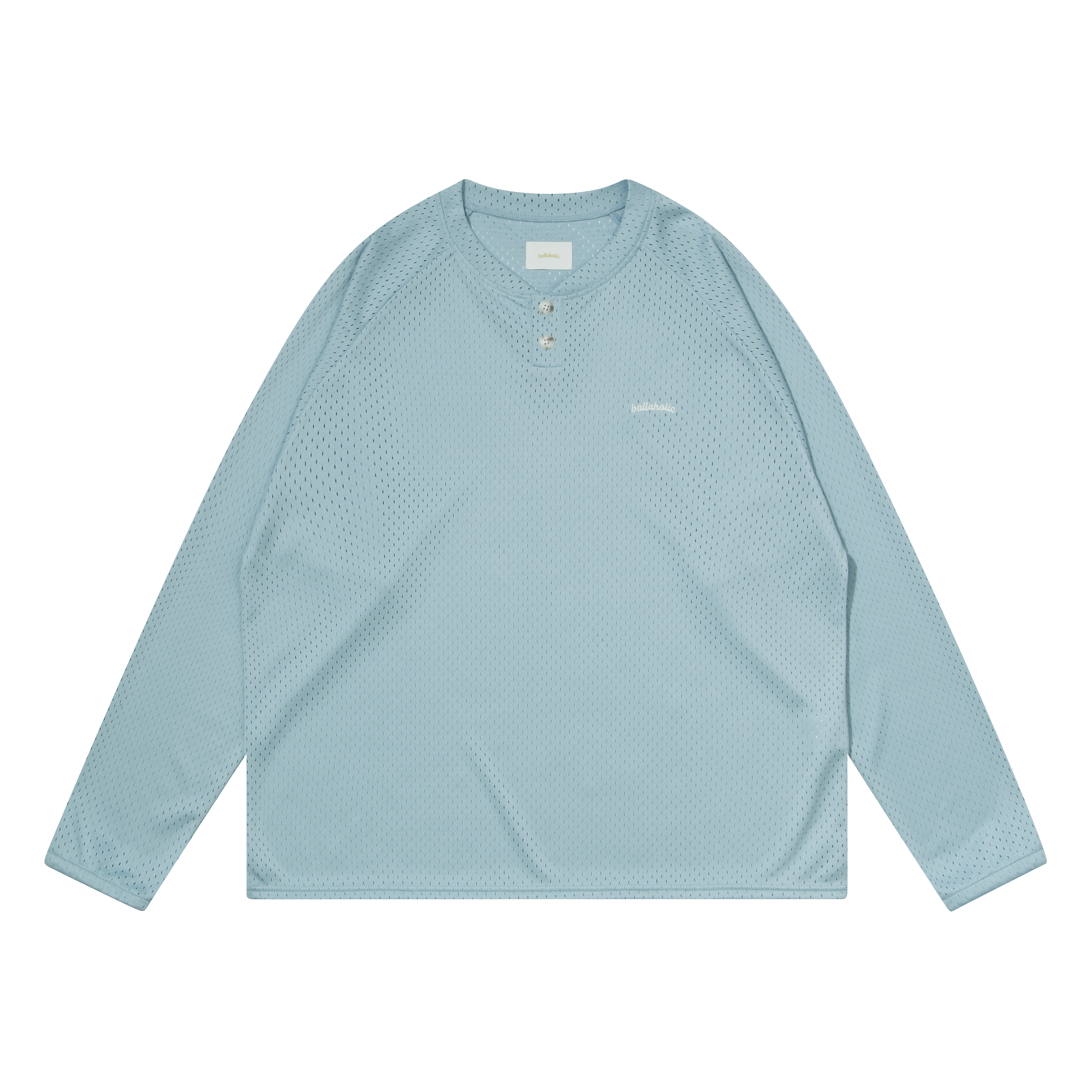 ballaholic-logo-mesh-long-shirt-langarmshirt-hellblau-mit-kragen image 1