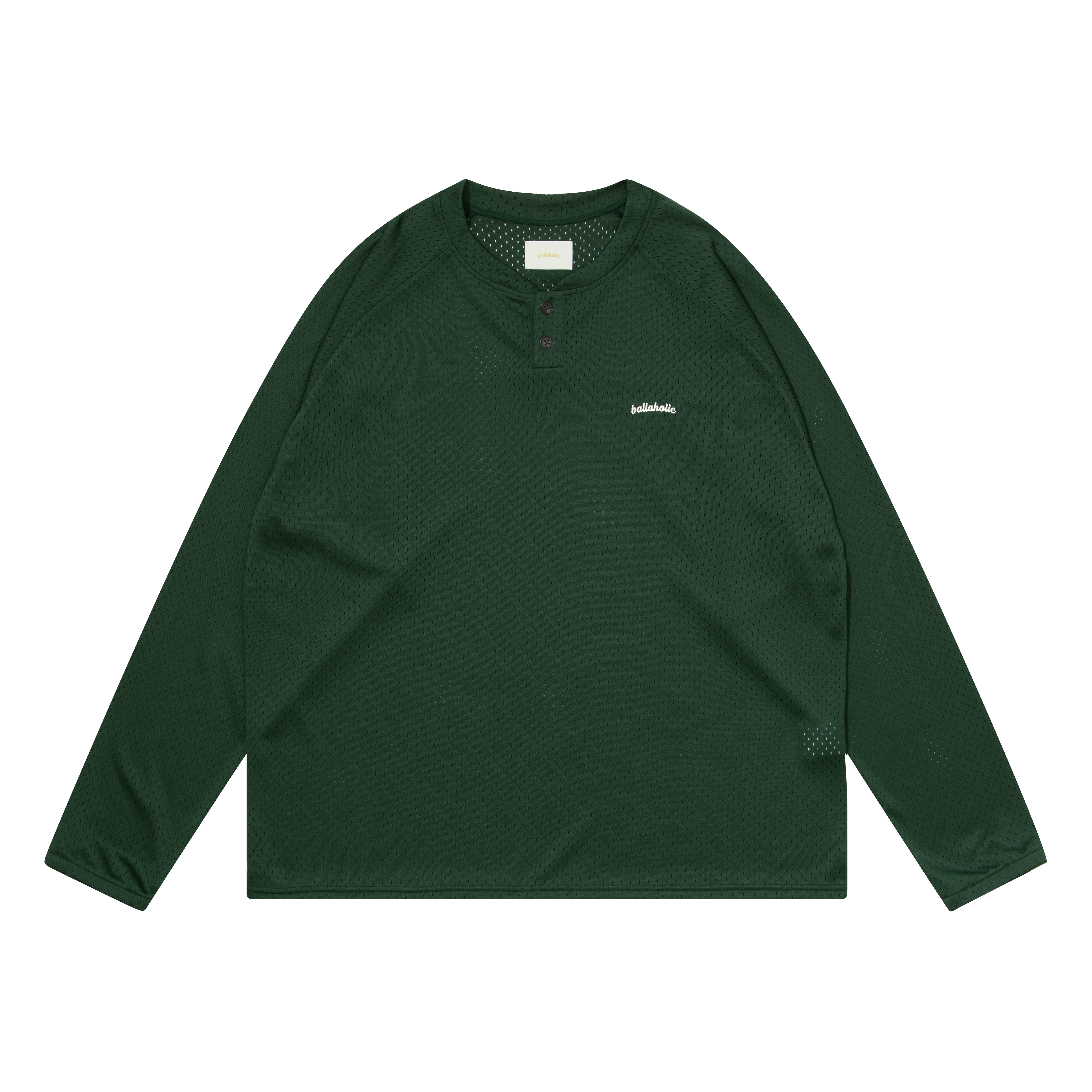 ballaholic-logo-mesh-long-shirt-dunkelgr-n-knopfkragen image 1