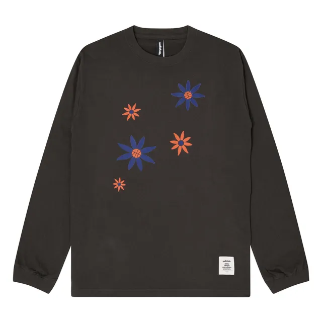 ballaholic-cotton-long-tees-ball-panel-flower-longsleeve-sumi-baumwolle image 1