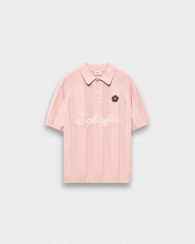 eightyfive-tops-football-polo-shirt-dusty-rose image 1