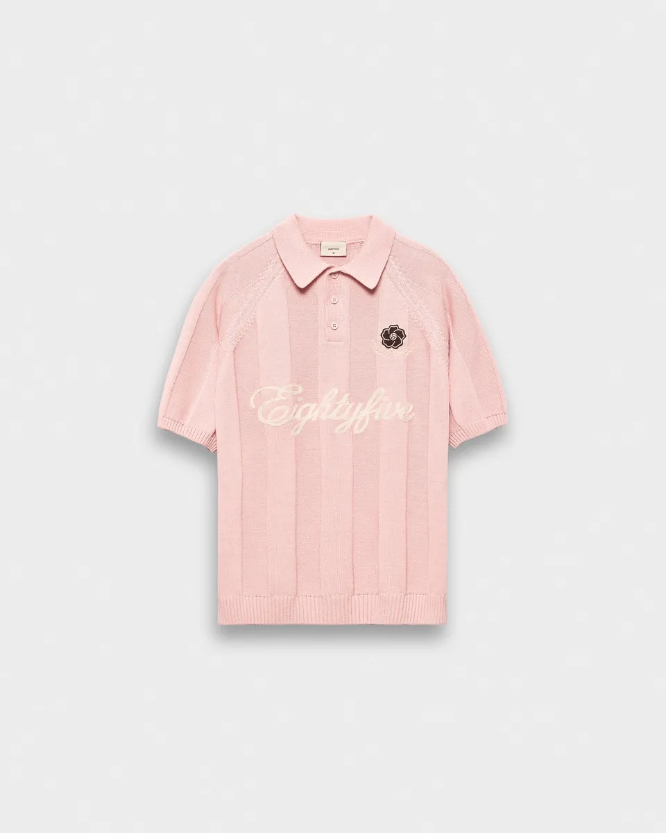 eightyfive-tops-football-polo-shirt-dusty-rose image 1